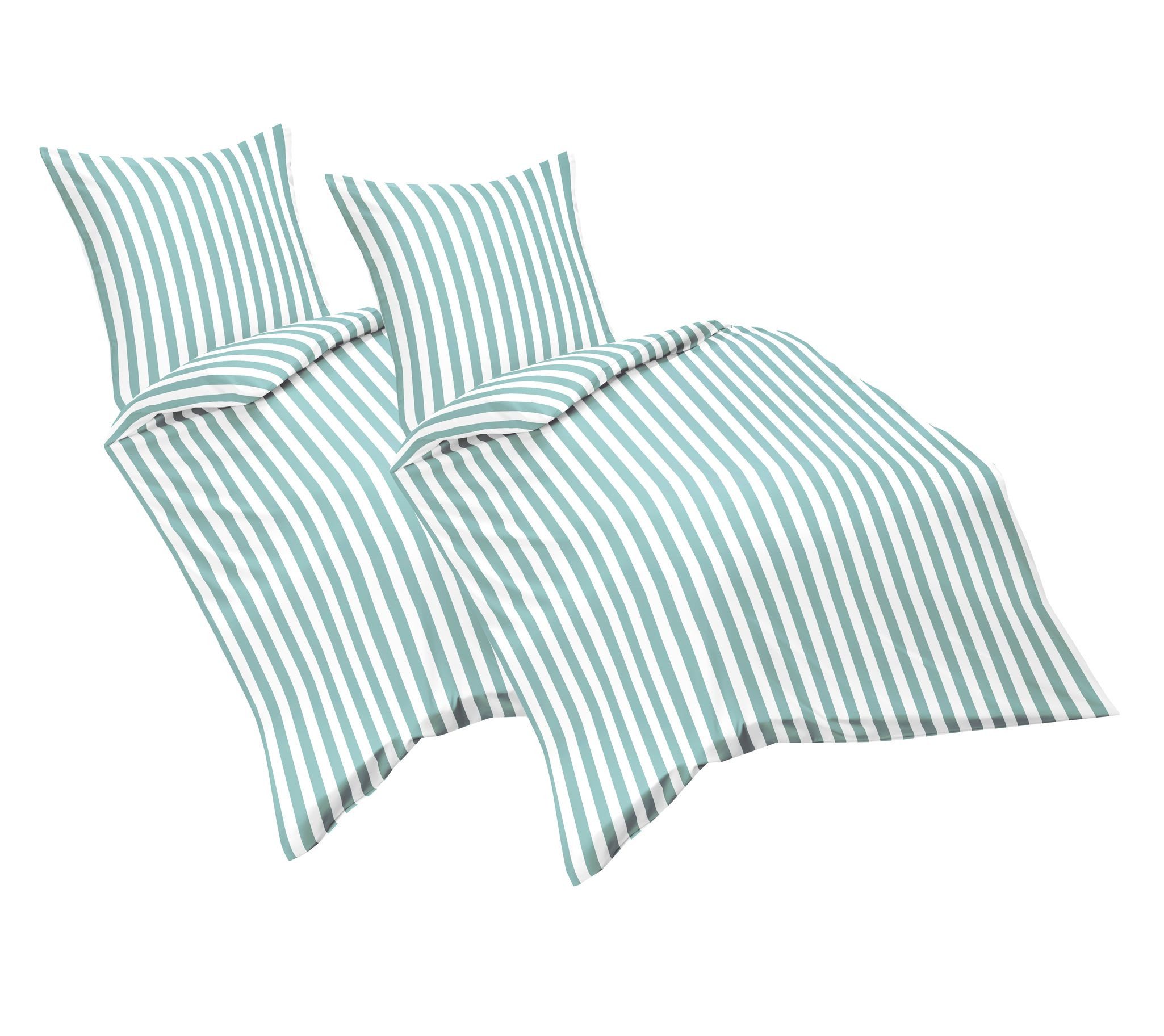 JACK Partnerbettwäsche 135x200cm 4tlg. Streifen in Türkis oder Beige, Renfo günstig online kaufen