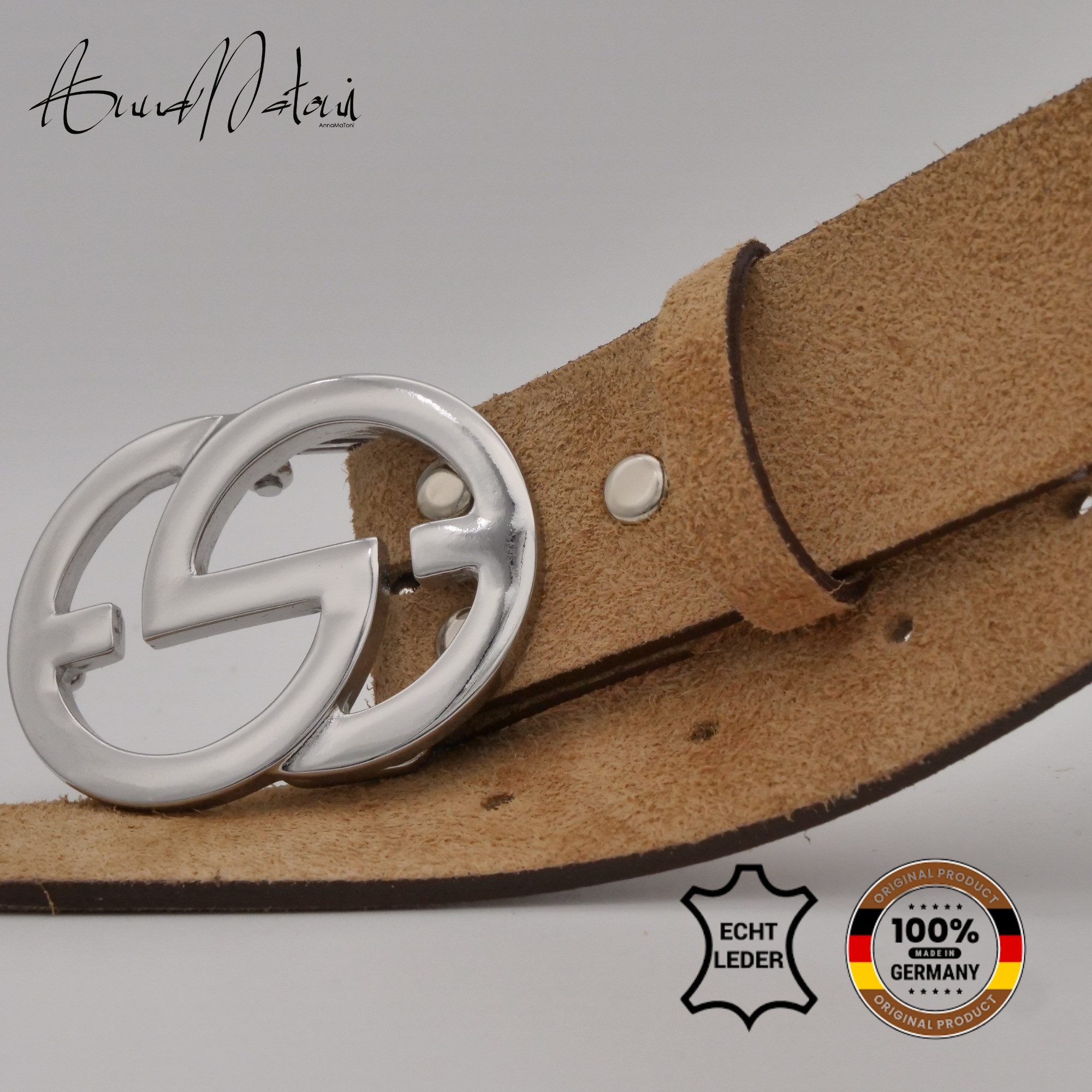 AnnaMatoni Ledergürtel AnnaMatoni Damen Ledergürtel in hochwertigem Velour Leder 4cm