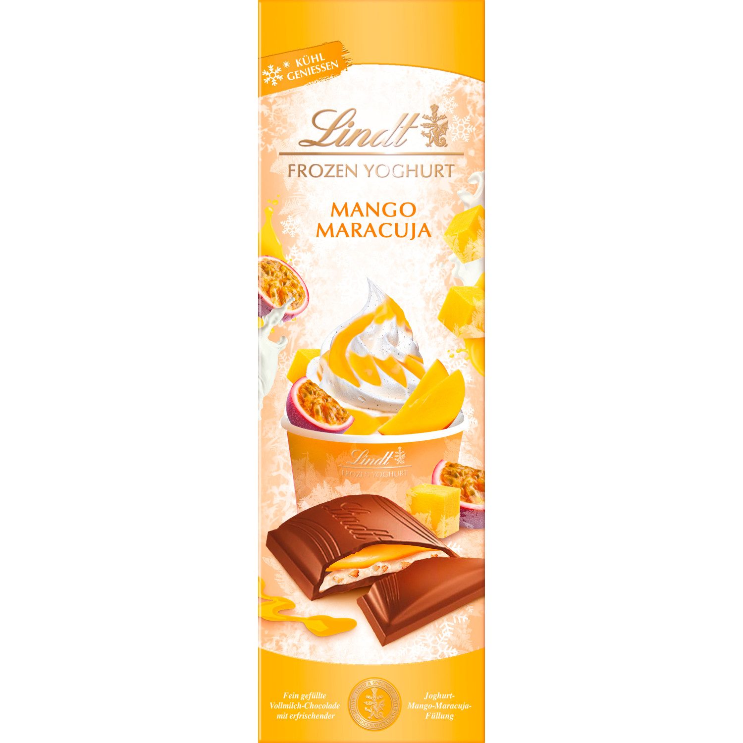 LINDT Schokolade 100g Froyo Mango-Maracuja Tafel Schokolade Sommer Schokolade Geschenk, 1 x 100 g, 1 St.