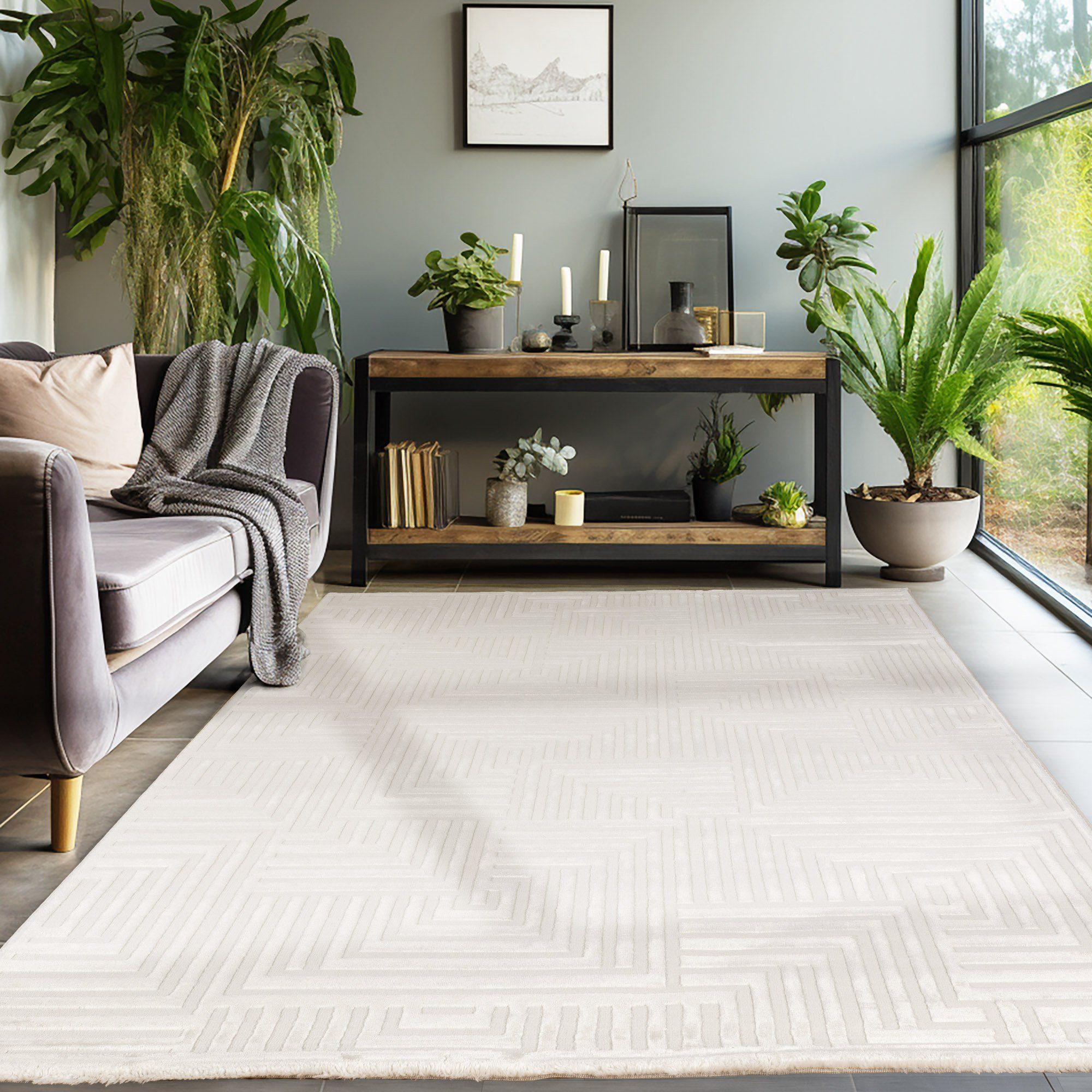 SIMPEX24 Designteppich Geometrisch Design, Läufer, Höhe: 12 mm, Teppich Woh günstig online kaufen