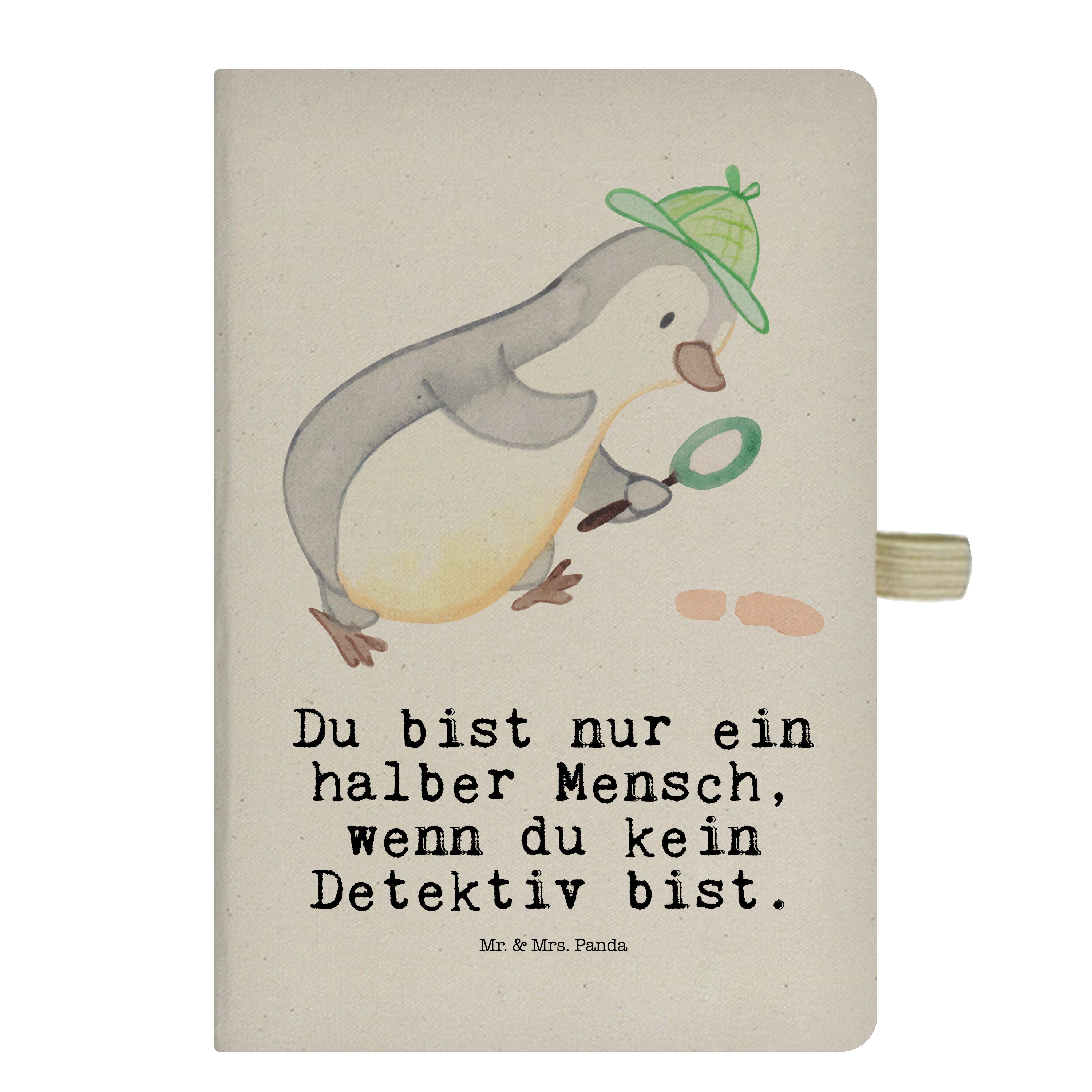 Mr. & Mrs. Panda Notizbuch Detektiv mit Herz - Transparent - Geschenk, Agent, Notizblock, Adress Mr. & Mrs. Panda