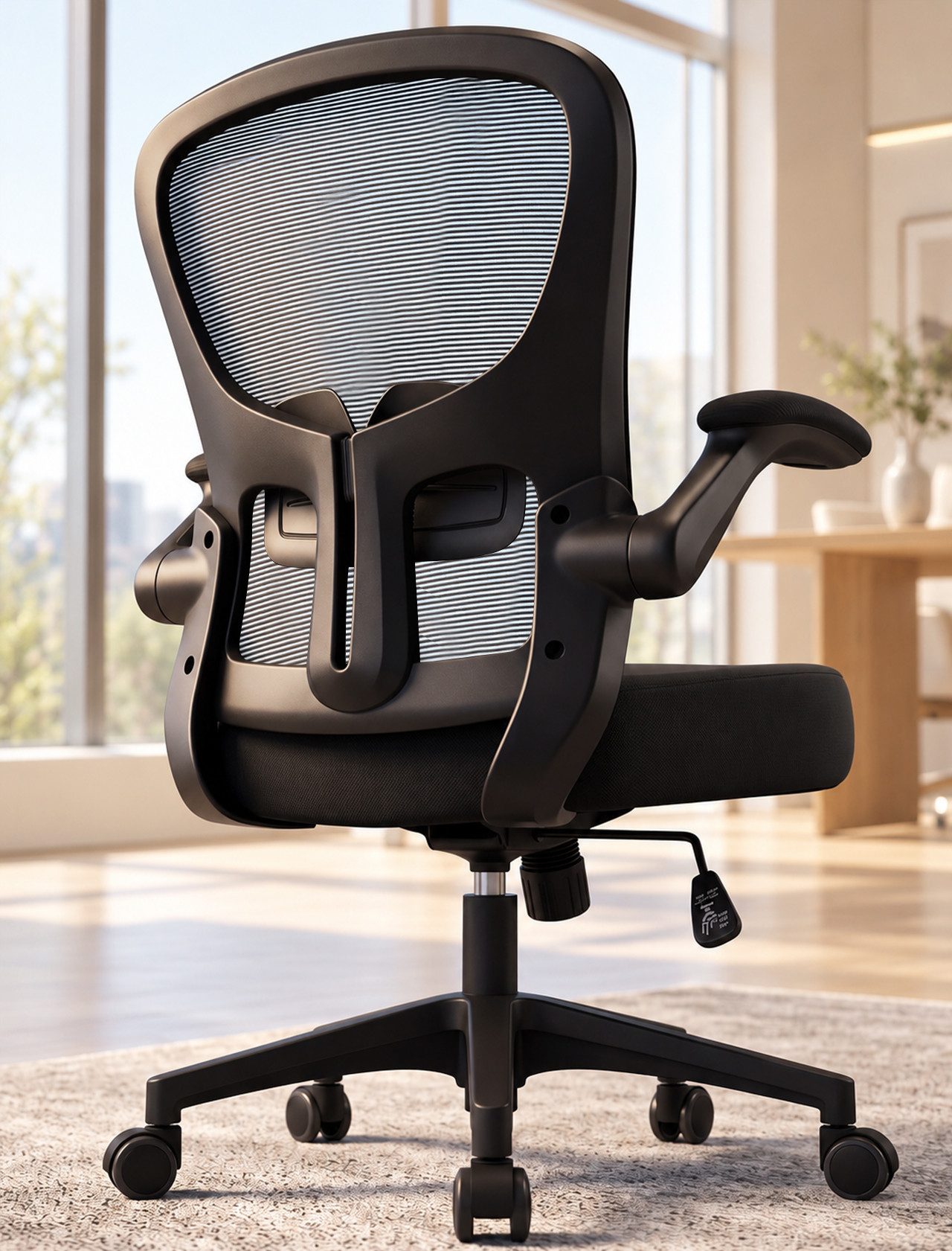 Durrafy Bürostuhl Ergonomischer Bürostuhl,Schreibtischstuhl mit klappbaren Armlehnen, Chefsessel mit 150 kg Tragfähigkeit von Durrafy