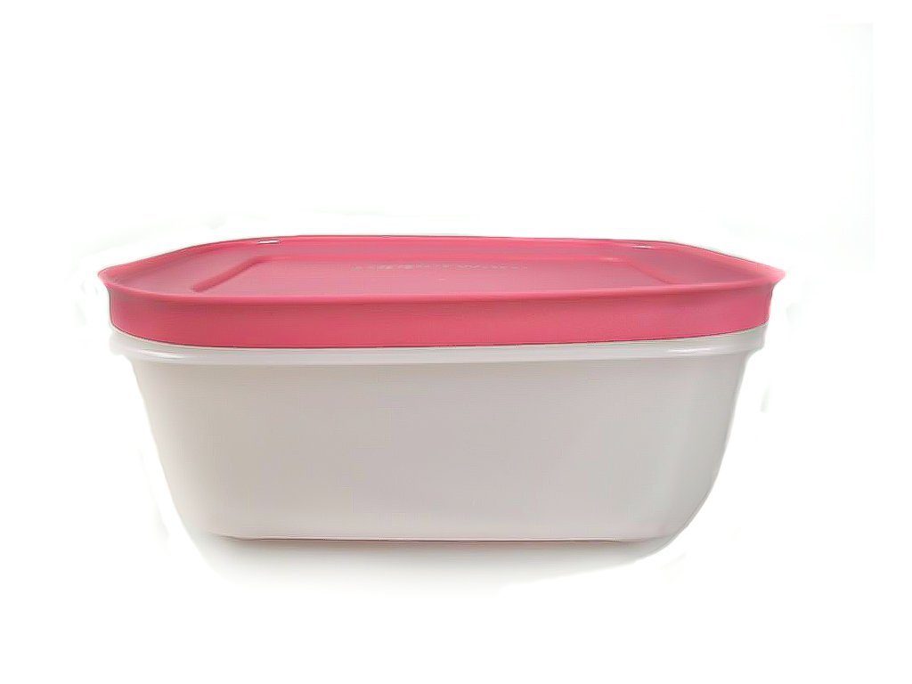 TUPPERWARE Frischhaltedose Eis-Kristall 450 ml flach pink/weiß + SPÜLTUCH
