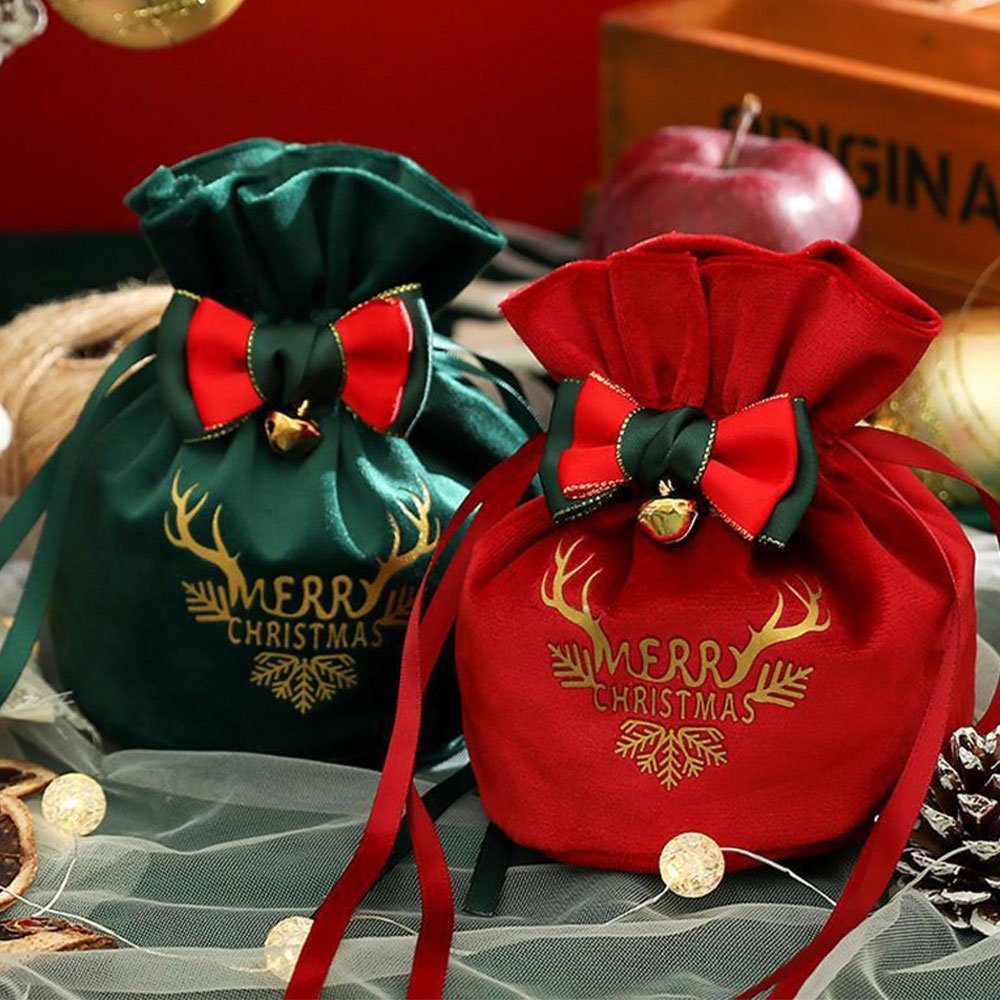 AUzzO~ Geschenkpapier Süßigkeiten Apfeltasche für Weihnachten geschenktüte Tragbares, Weihnachtsdekoration für Weihnachtsfeier 2-tlg