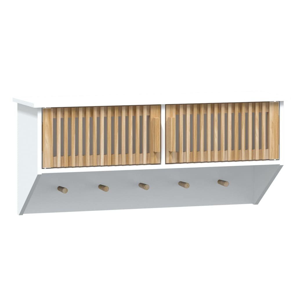 furnicato Kleiderschrank Wandgarderobe mit cm Weiß Haken (1-St) 80x24x35,5 Holzwerkstoff