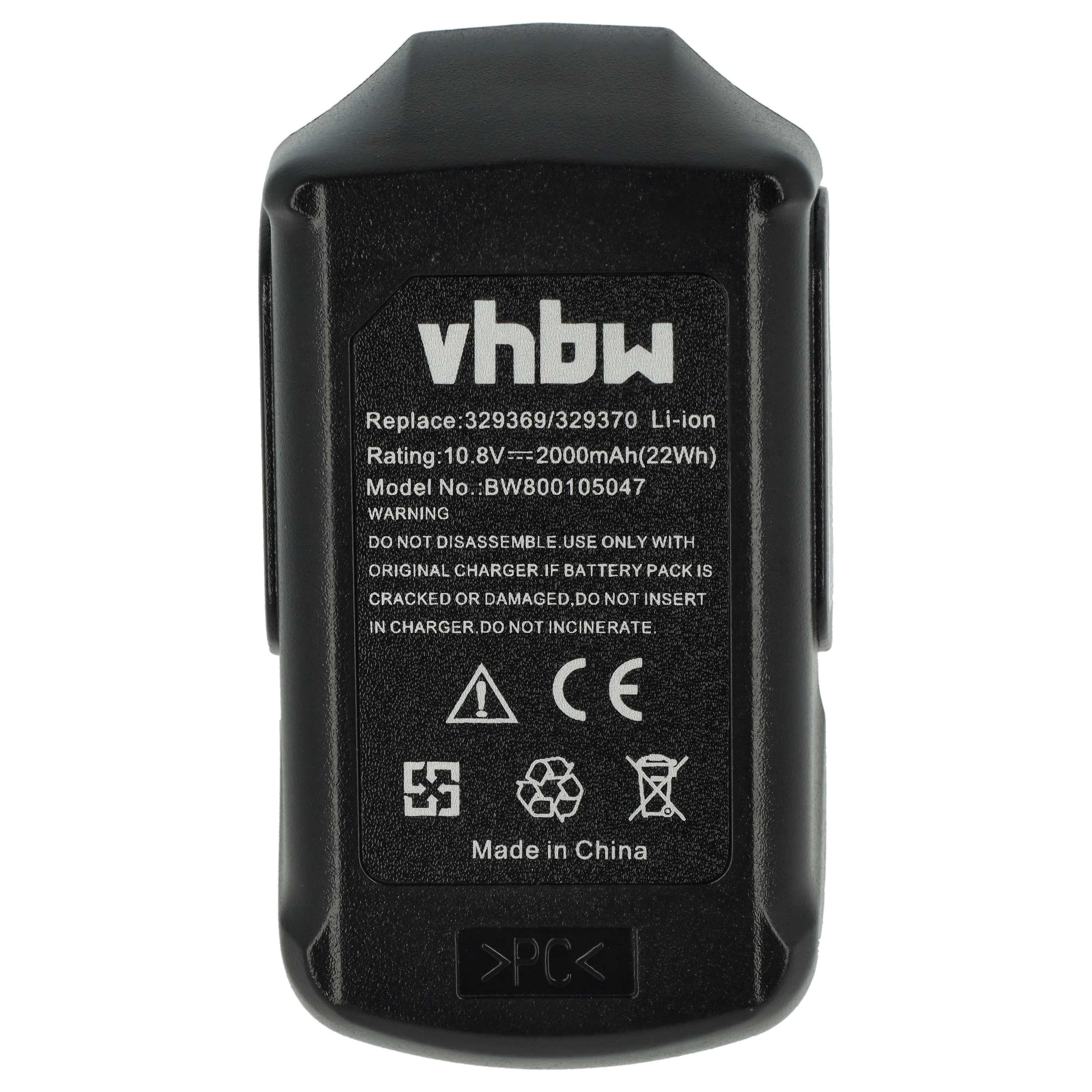 vhbw Akku passend für Hitachi Hikoki WM 10DBL Elektrowerkzeug (2 Ah, 10,8 Akku Akku Li-Ion 2000 mAh (10,8 V, 1 St), Leistungsfähiger Austausch-Akku für Werkzeug Powertools wie