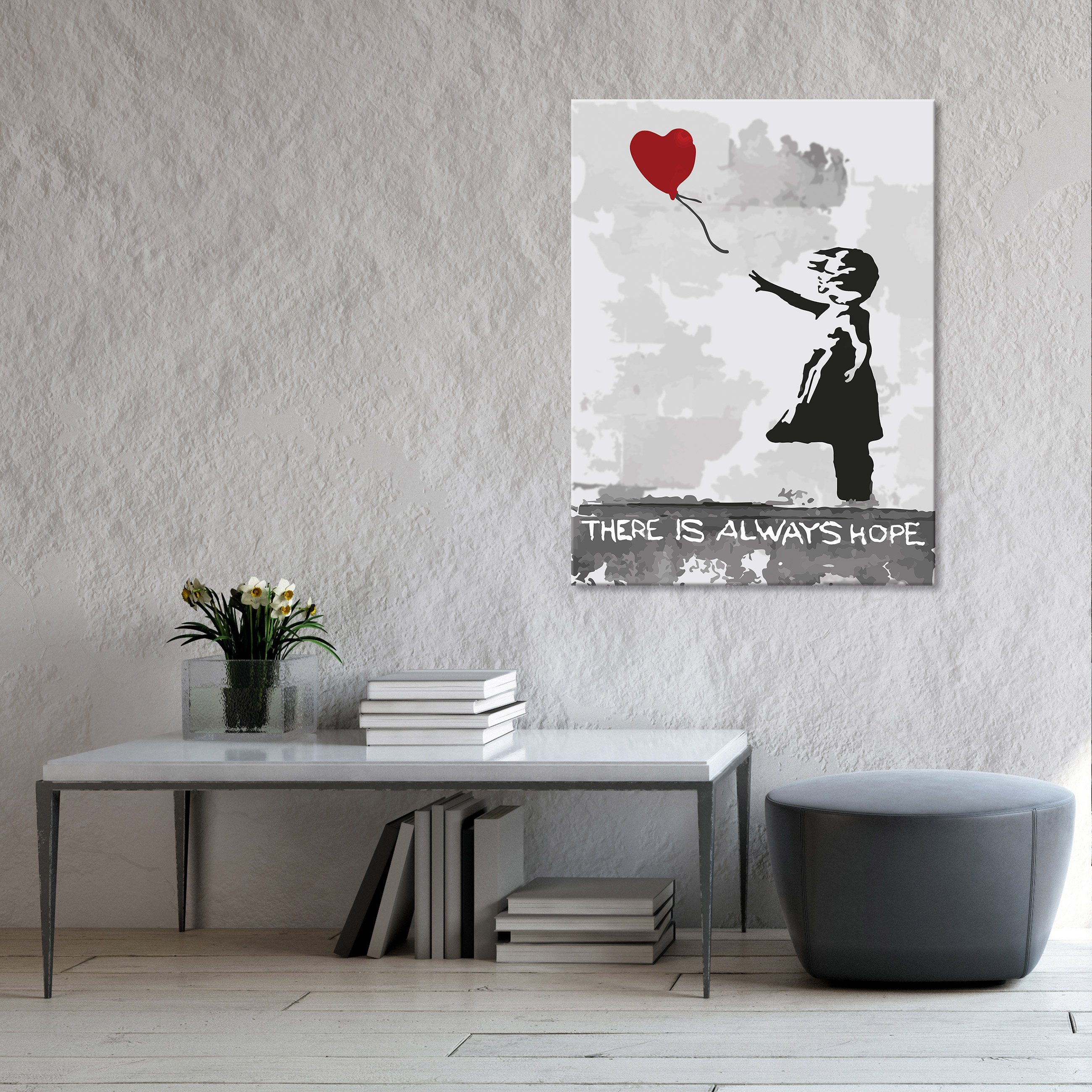 Wallarena Leinwandbild Banksy Abstrakt Grau Mädchen günstig online kaufen