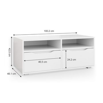 Vicco Lowboard Fernsehschrank TV-Schrank RUBEN 100cm Weiß