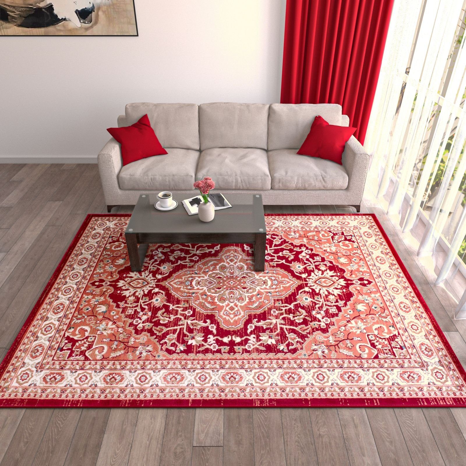 Wohnzimmerteppich Teppich für 100 Fußbodenheizung, Traditioneller Rot, Orient Pflegeleicht, Orientteppich 60 Oriente Geeignet Teppich Mazovia, cm, x -