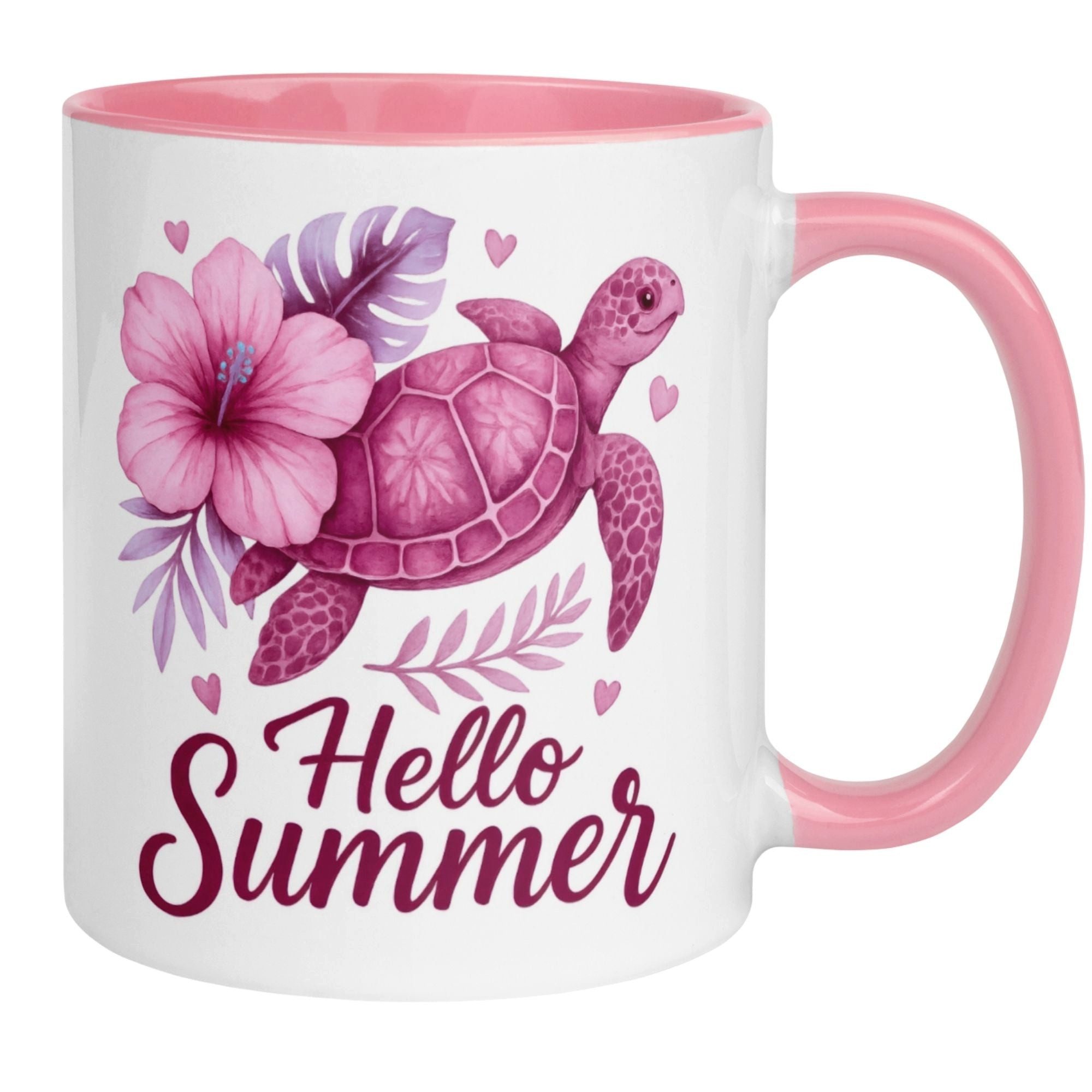 Momentals Tasse Schildkröte – „Hello Summer“ – lustiges Sommer Schildkröten Geschenk, Gratis Versand · Links-&Rechtshänder · Spülmaschinenfest