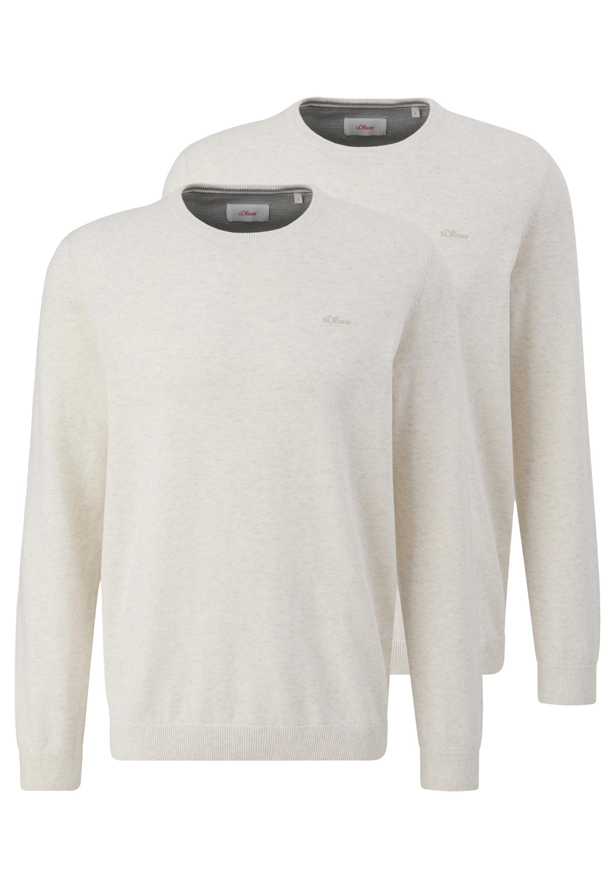 s.Oliver Rundhalspullover 2er Pack Basic (Spar-Set, 2-tlg) Pullover - Baumwolle - Atmungsaktiv - Angenehm weiches Material