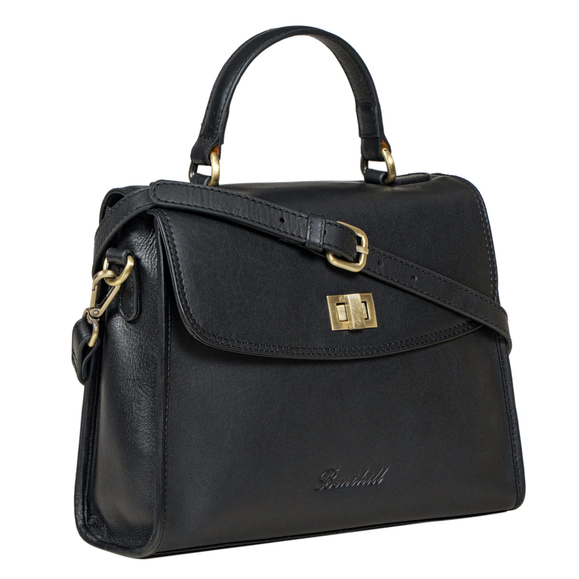 Benthill Handtasche Damen Echt Leder Handtasche Frauen Henkeltasche Vintage Schultertasche, Schultergurt / Umhängegurt Reißverschlussfach