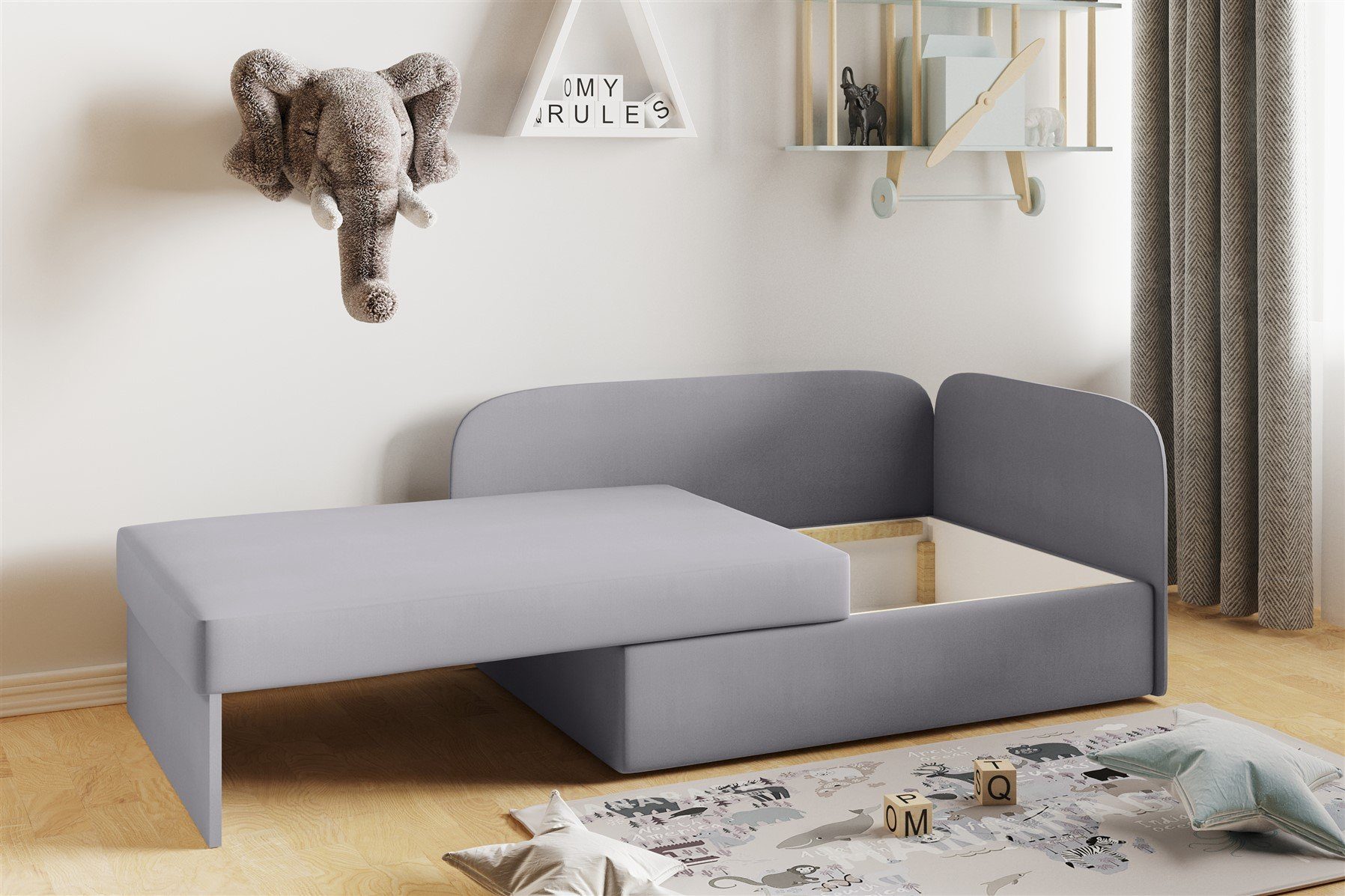 Fun Möbel Kindersofa Sofa Kindersofa Schlafsofa inkl. Bettkasten MAILO Seite Li o. Re, mit Schlaffunktion