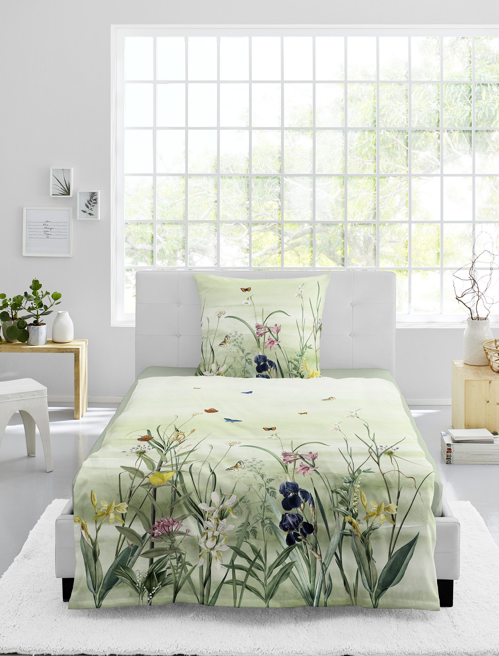 BIERBAUM Bettwäsche Bettwäsche 5326, Mako-Satin, 2 teilig, Mako-Satin, 100 % Baumwolle, pflegeleicht, seidig glänzend