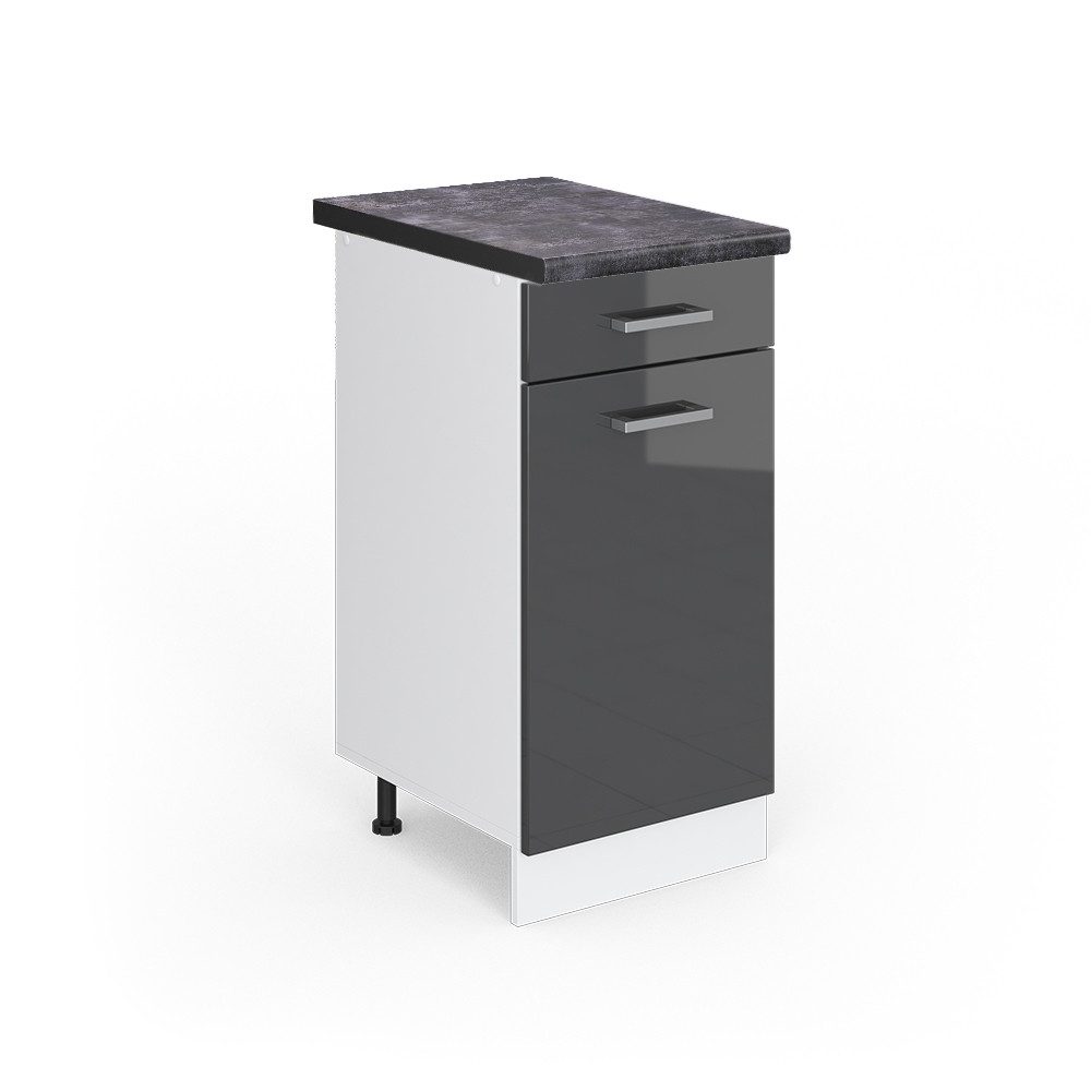 Vicco Küchenunterschrank R-Line Anthrazit Hochglanz/Weiß 40 cm AP Eiche günstig online kaufen