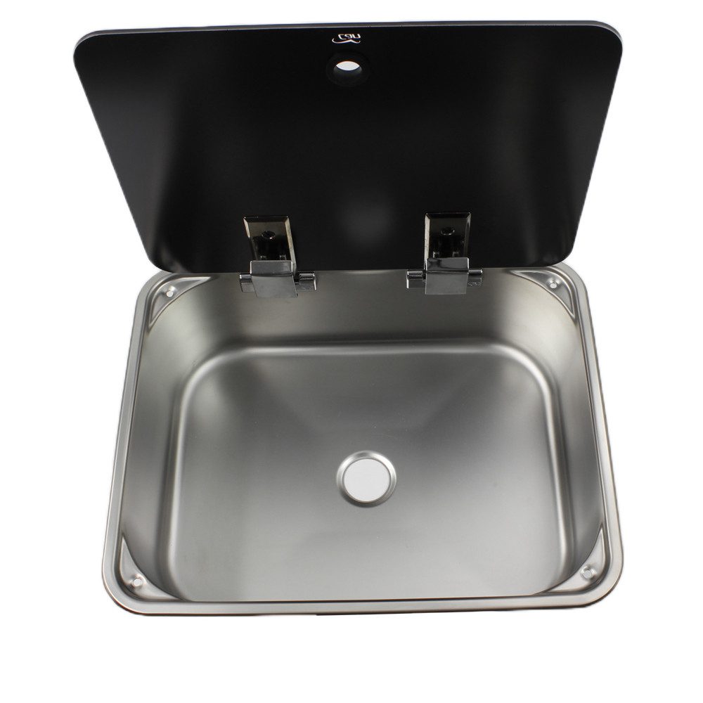 Canù Waschbecken Waschbecken Spüle + Abfluss + Dichtung + Befestigungsset + Glasdeckel