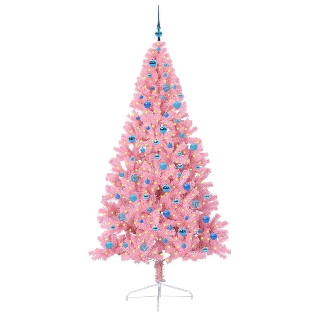 vidaXL Künstlicher Weihnachtsbaum Künstlicher vorbeleuchteter Weihnachtsbaum Rosa 240 cm PVC