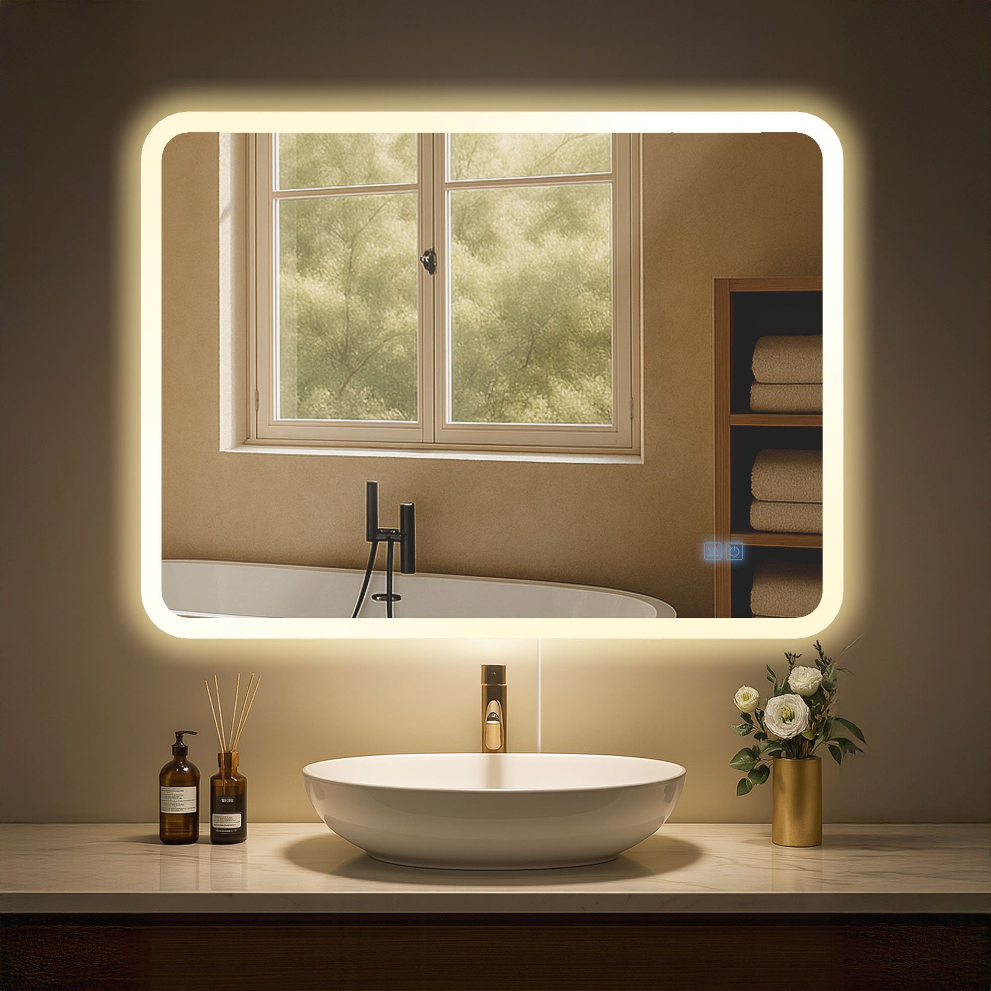 furnicato Badspiegel Jericho LED 80x60 cm Klarglas (1-St)