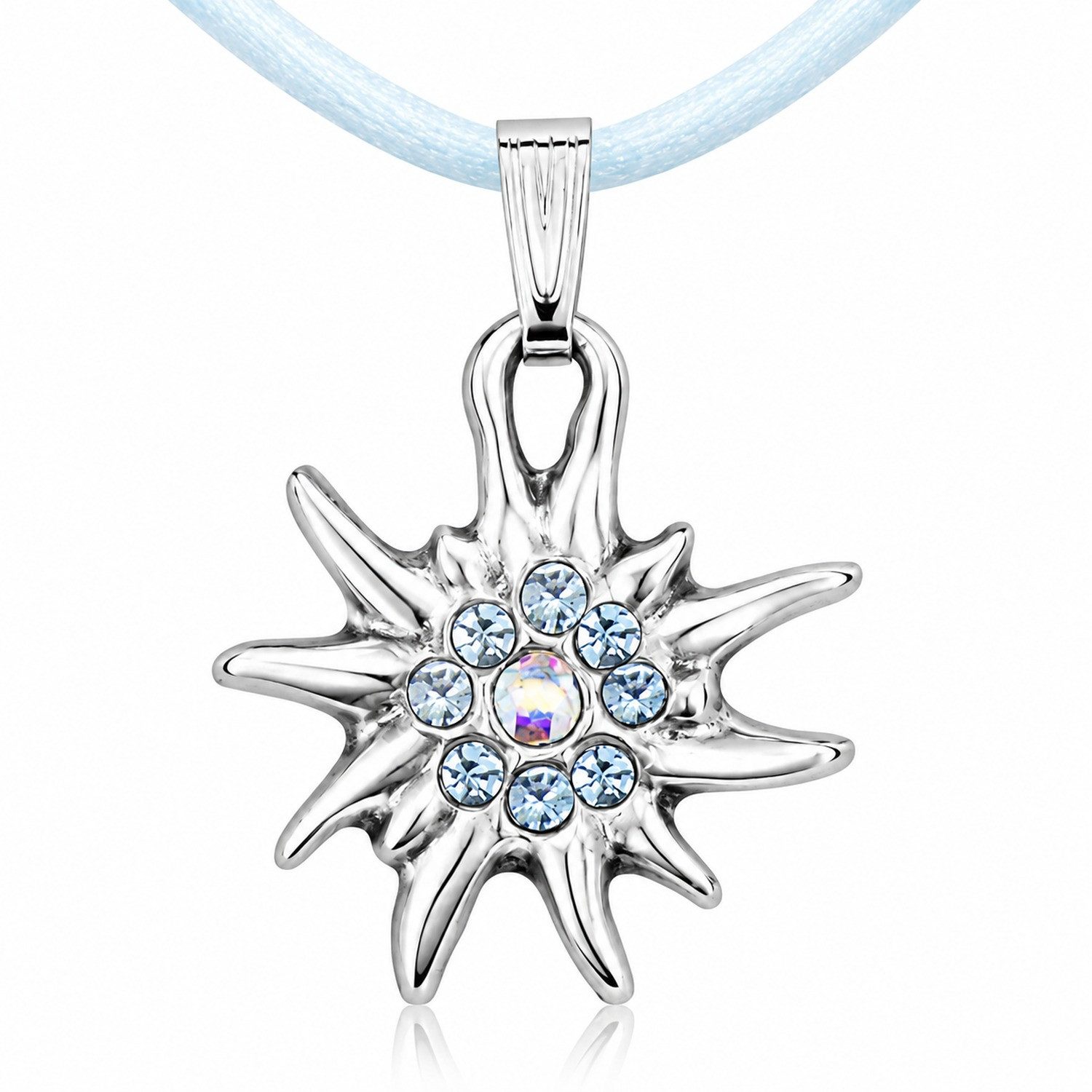 LUISIA® Kette mit Anhänger LUISIA® Kinder Halskette 'Edelweiß' mit Kristallen