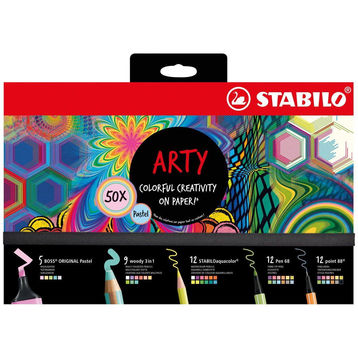 Filzstift ARTY Mixed Pastel Set 50er - Kartonetui 50 Stück/gemischt ARTY
