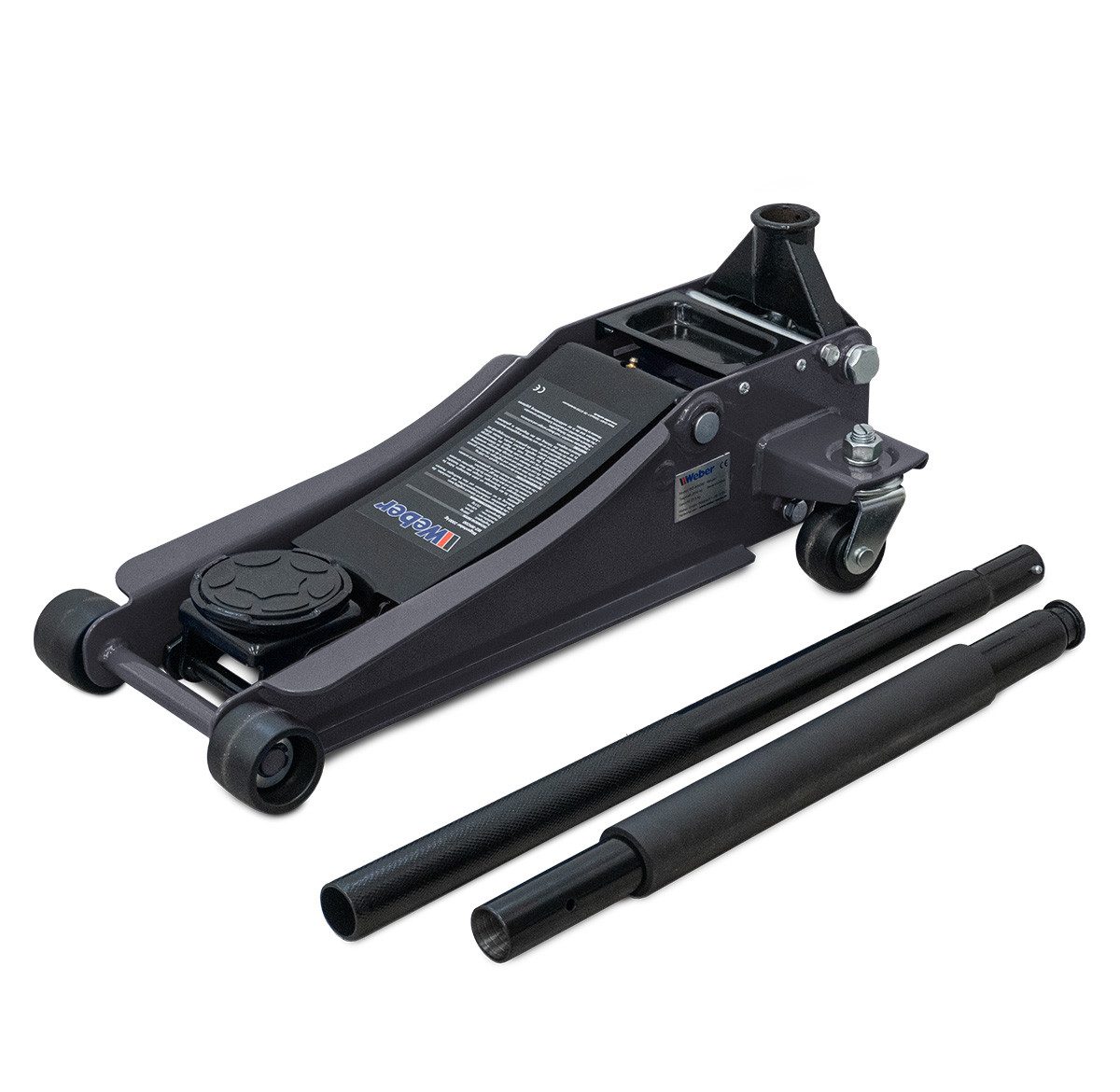 Weber GmbH Rangierwagenheber Extra flacher Wagenheber 2000 kg, max. Hubhöhe: 43 cm, stufenlos regulierbare Absenkung, mit Schraubenablagefach