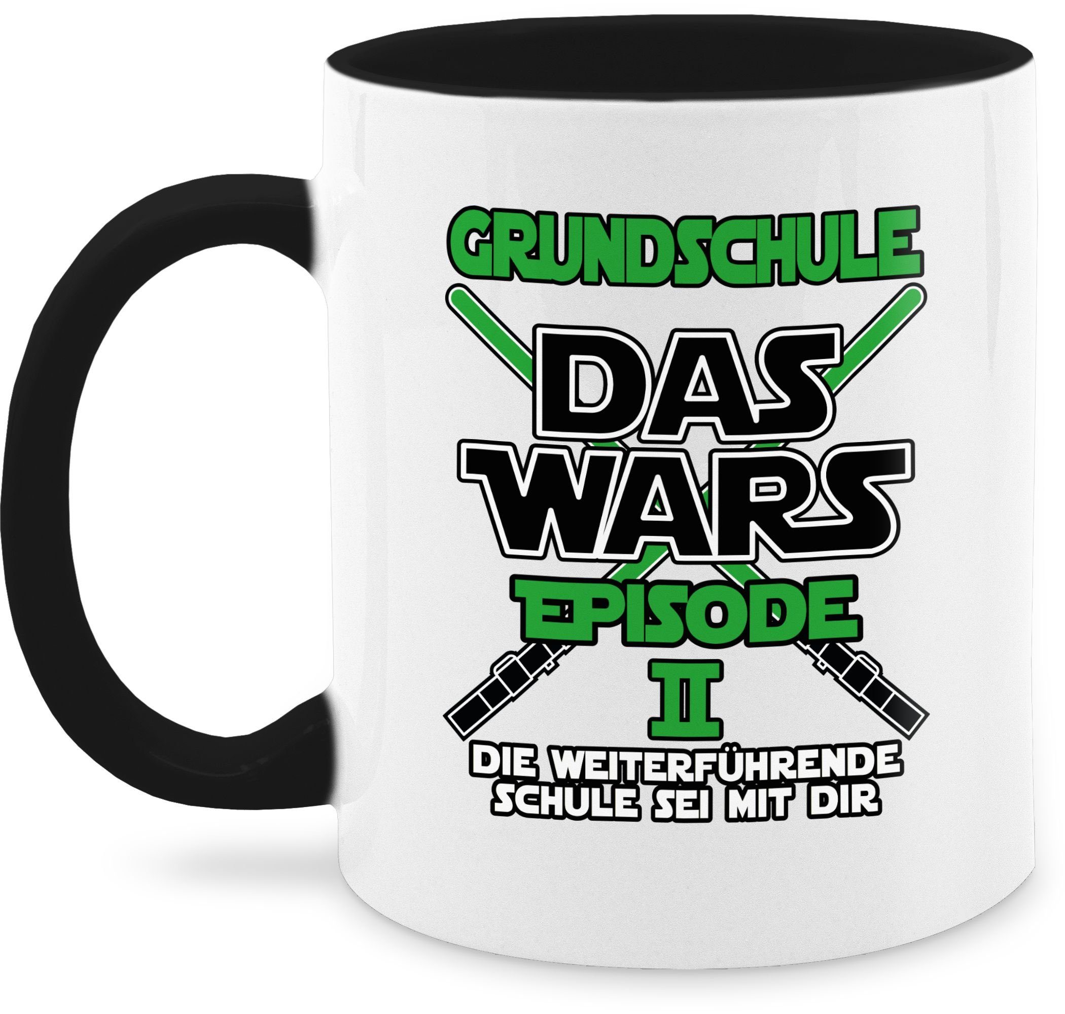 Shirtracer Tasse Grundschule Das Wars - Episode 2 - Die Weiterführende Schule sei mit d, Keramik, Einschulung Geschenk Tasse 1 Schwarz