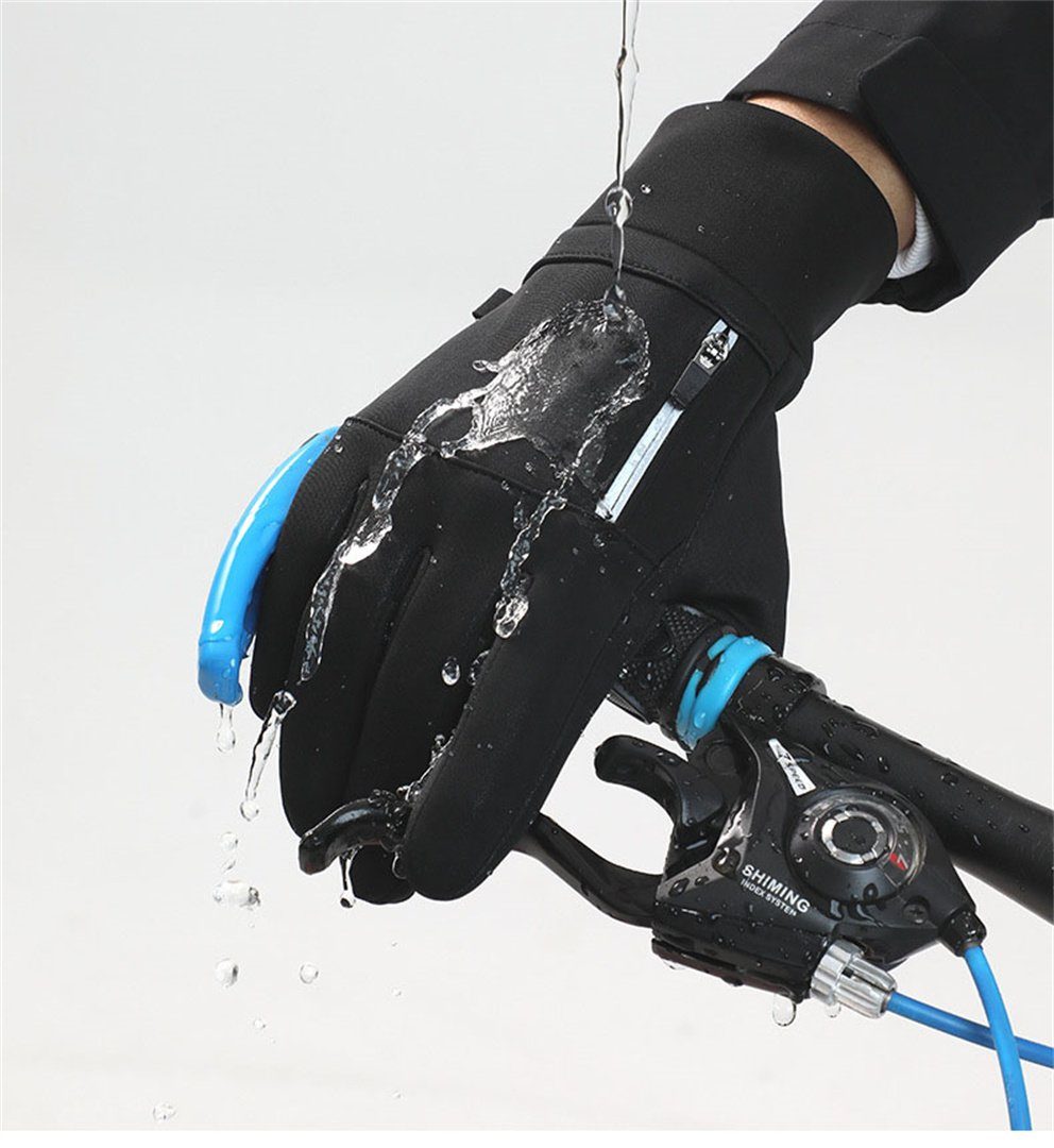 L.Ru UG Fahrradhandschuhe Outdoor-Handschuhe Kalte wasserdichte Thermo-Fahrradhandschuhe mit Winterverdickte und Touchscreen