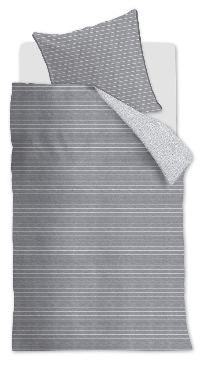 Rivièra Maison Bettwäsche Pinstripe_Grey_DE_UV_135x200 1 Bettbezug, 1 Kissenbezug 135 x 200 cm +, 2 teilig, Bettbezug Kopfkissenbezug Set kuschelig weich hochwertig