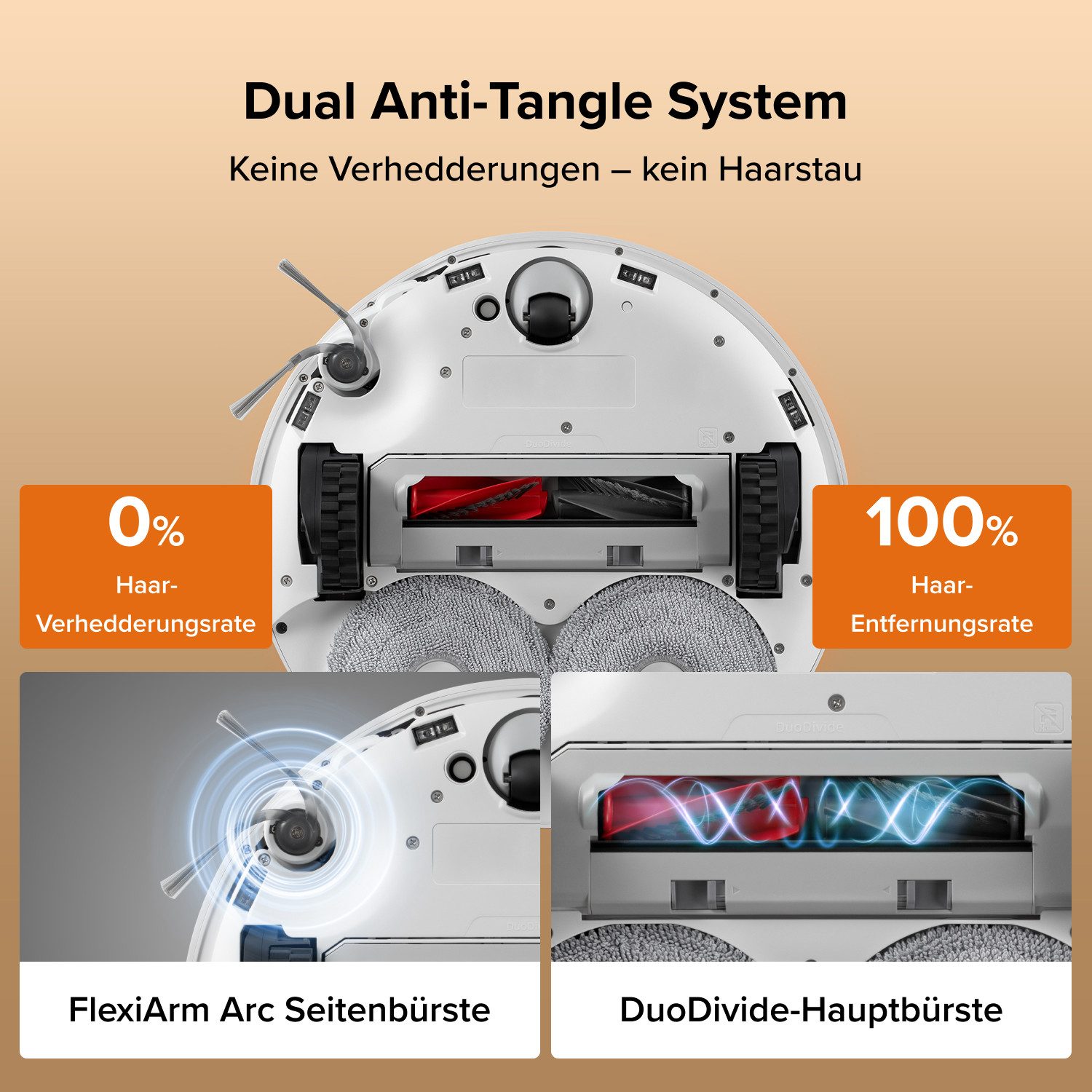 Roborock Saugroboter mit Wischfunktion Qrevo Edge 2, Dual Anti-Tangle System, 25.000 Pa weiß