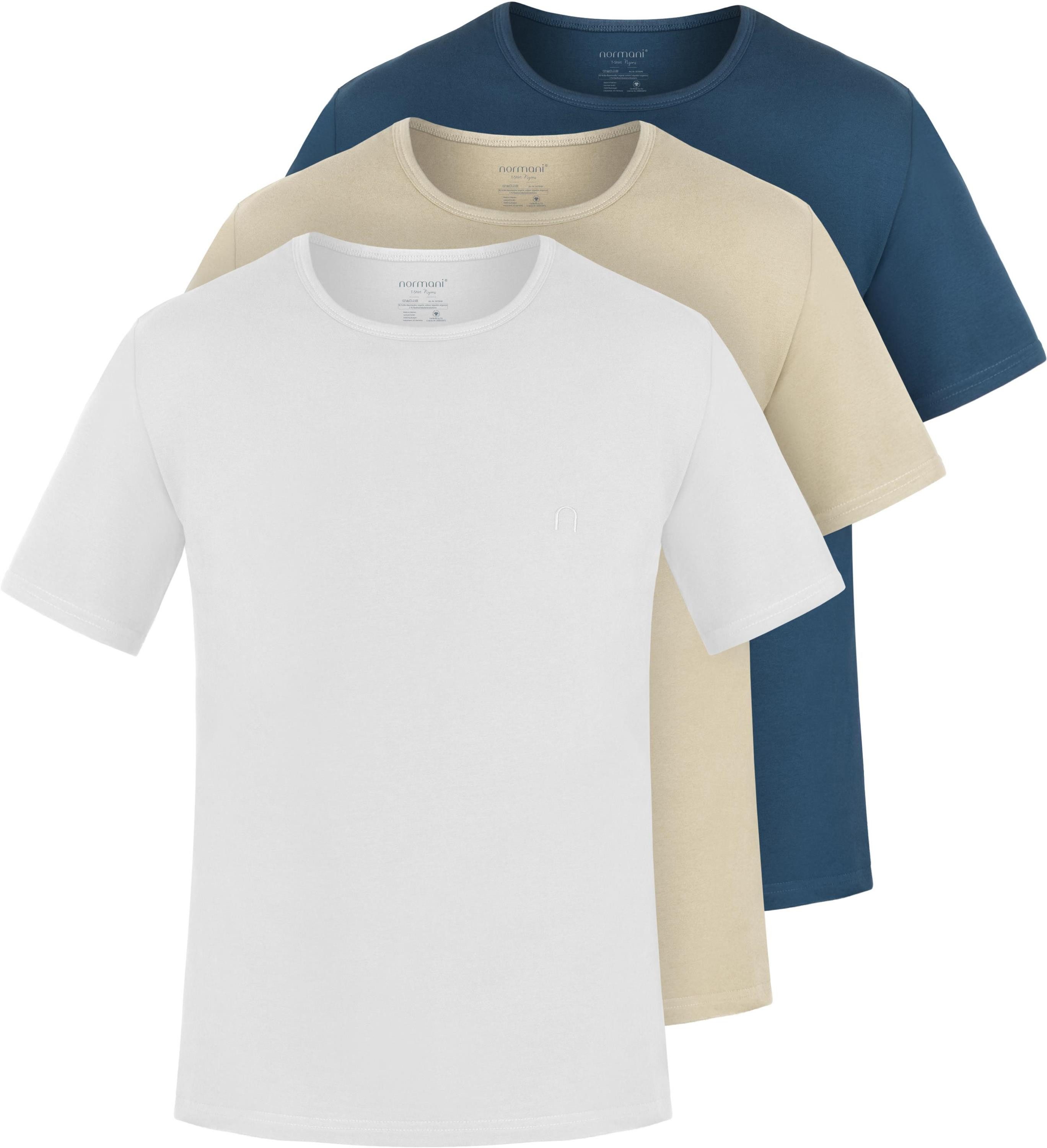 normani Kurzarmshirt 3er Set Herren T-Shirts aus Bio-Baumwolle Nyons (3er-Pack) Basic Shirt für Männer GOTS-zertifiziert
