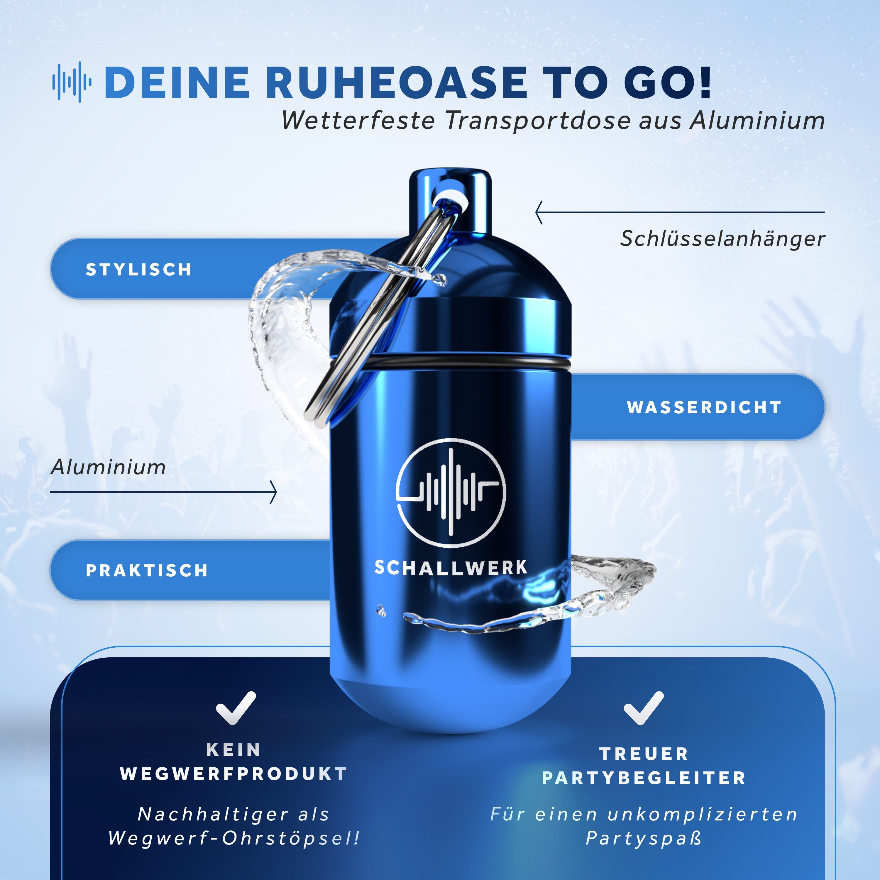 Schallwerk Gehörschutzstöpsel SCHALLWERK ® Music+ Gehörschutz Ohrstöpsel dämpft Lärm