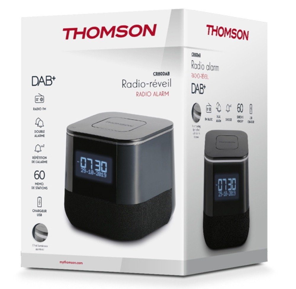 Thomson Radiowecker CR80DAB schwarz USB DAB+ Radio TH379242 Radiowecker Ladeanschluss