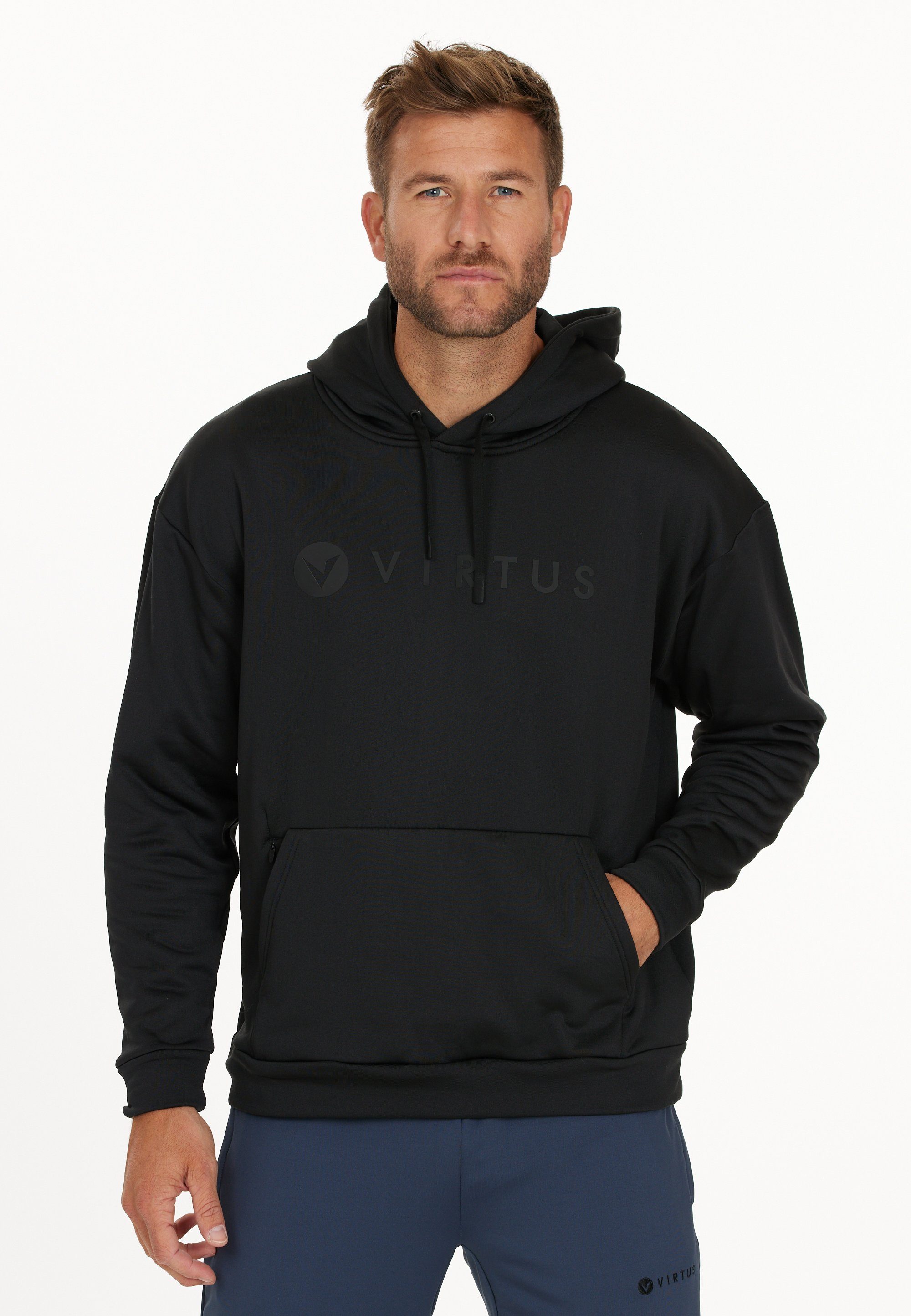 Kordelzug Duvallon schwarz mit kuscheliger mit Kapuze Virtus Sweatshirt