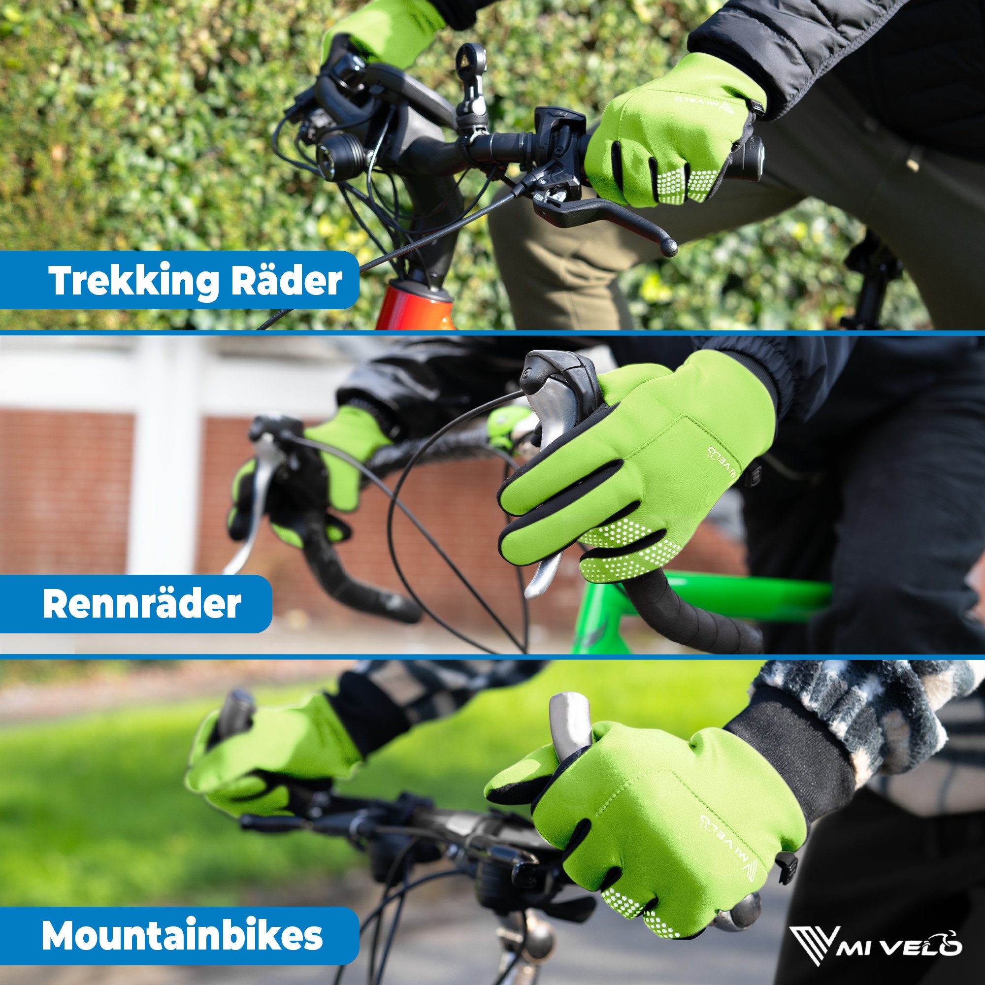 MIVELO Fahrradhandschuhe warme Winterhandschuhe wasserabweisend winddicht mit Touchscreen Funktion – Bild 4 von 5