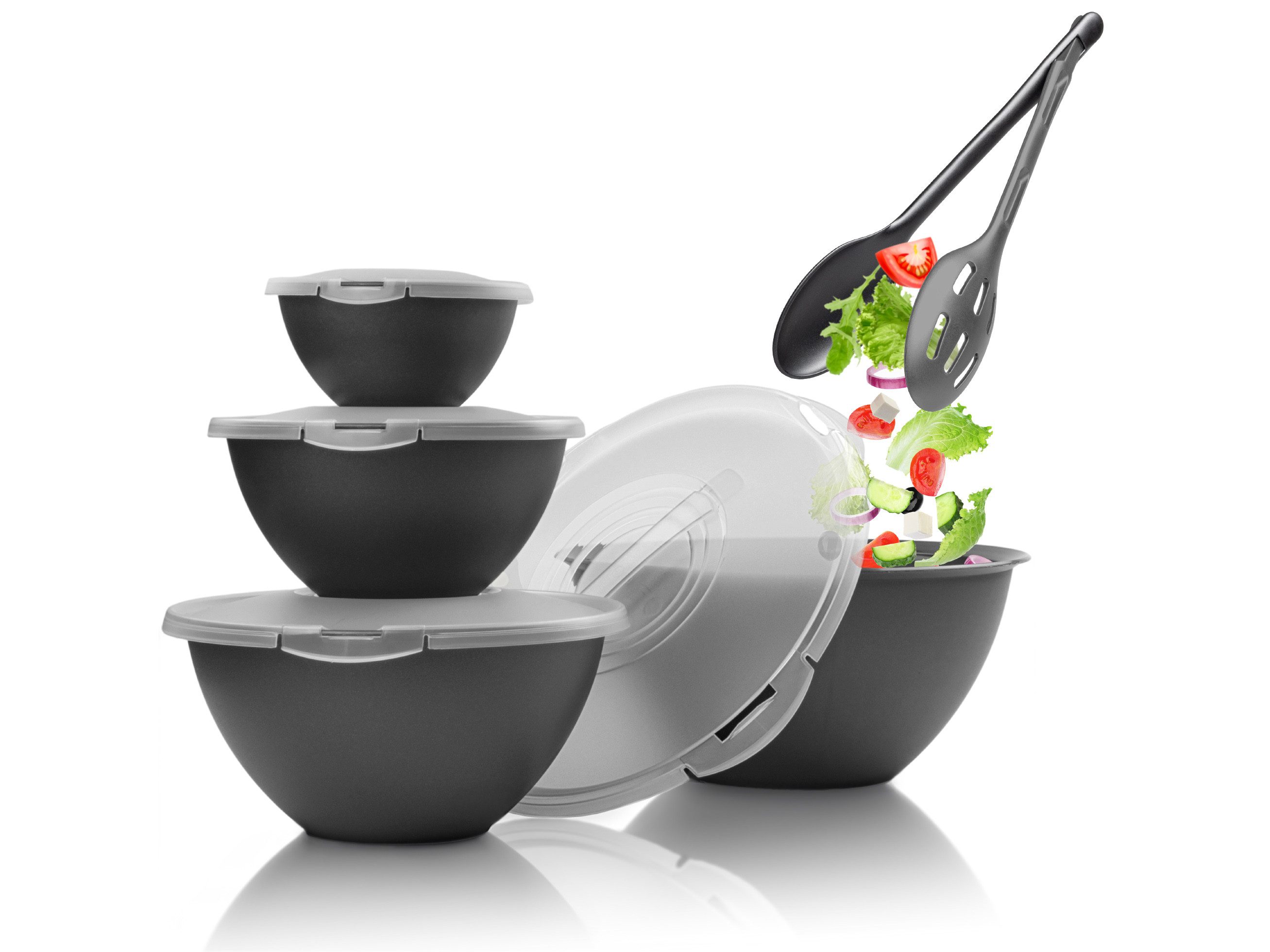 Hausfelder Salatschüssel, Kunststoff, (3er Set, 10-tlg)