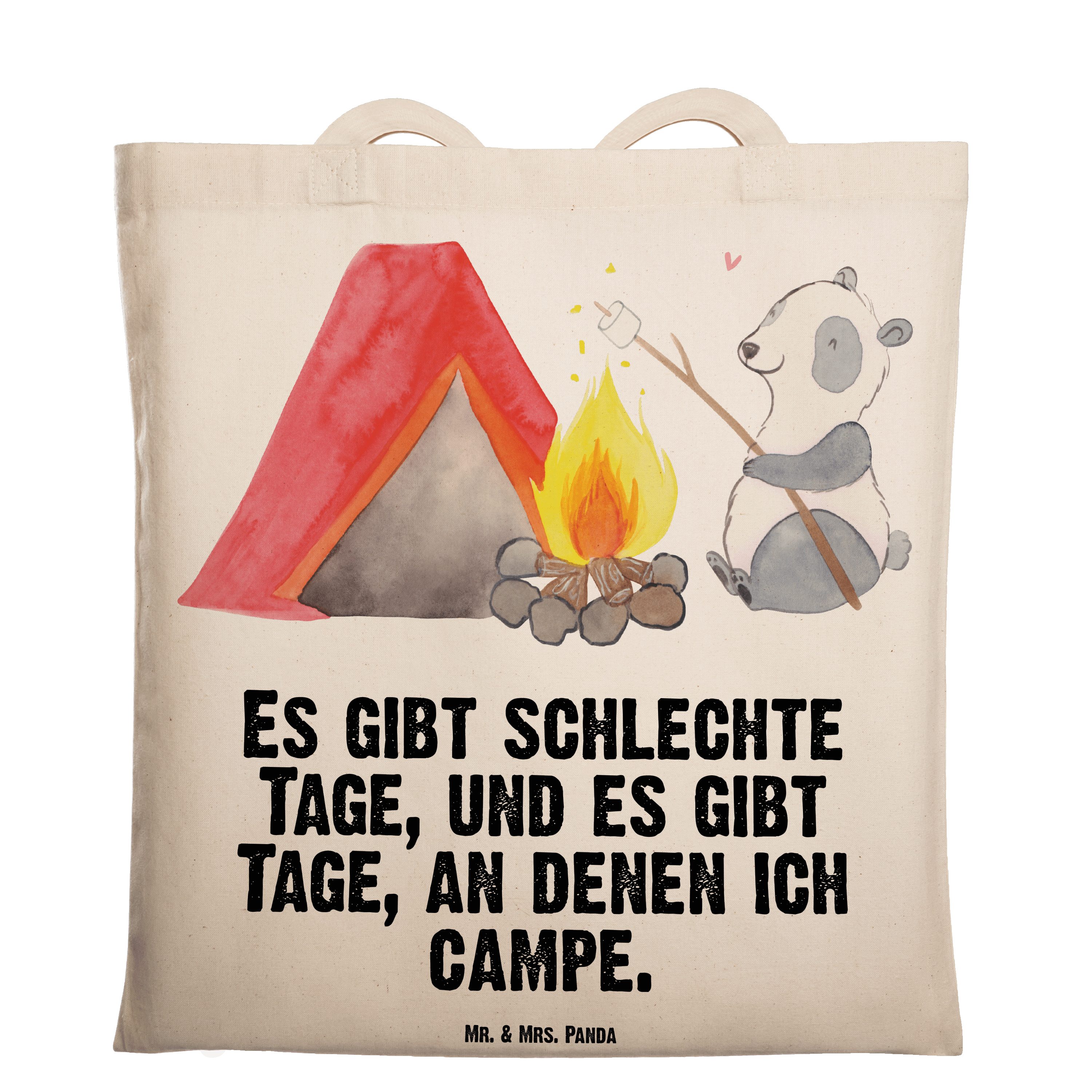 Geschenk, Mrs. Einkaufstasche, Mr. Tragetasche - Panda & - Beuteltas Tage Panda Transparent (1-tlg) Campen
