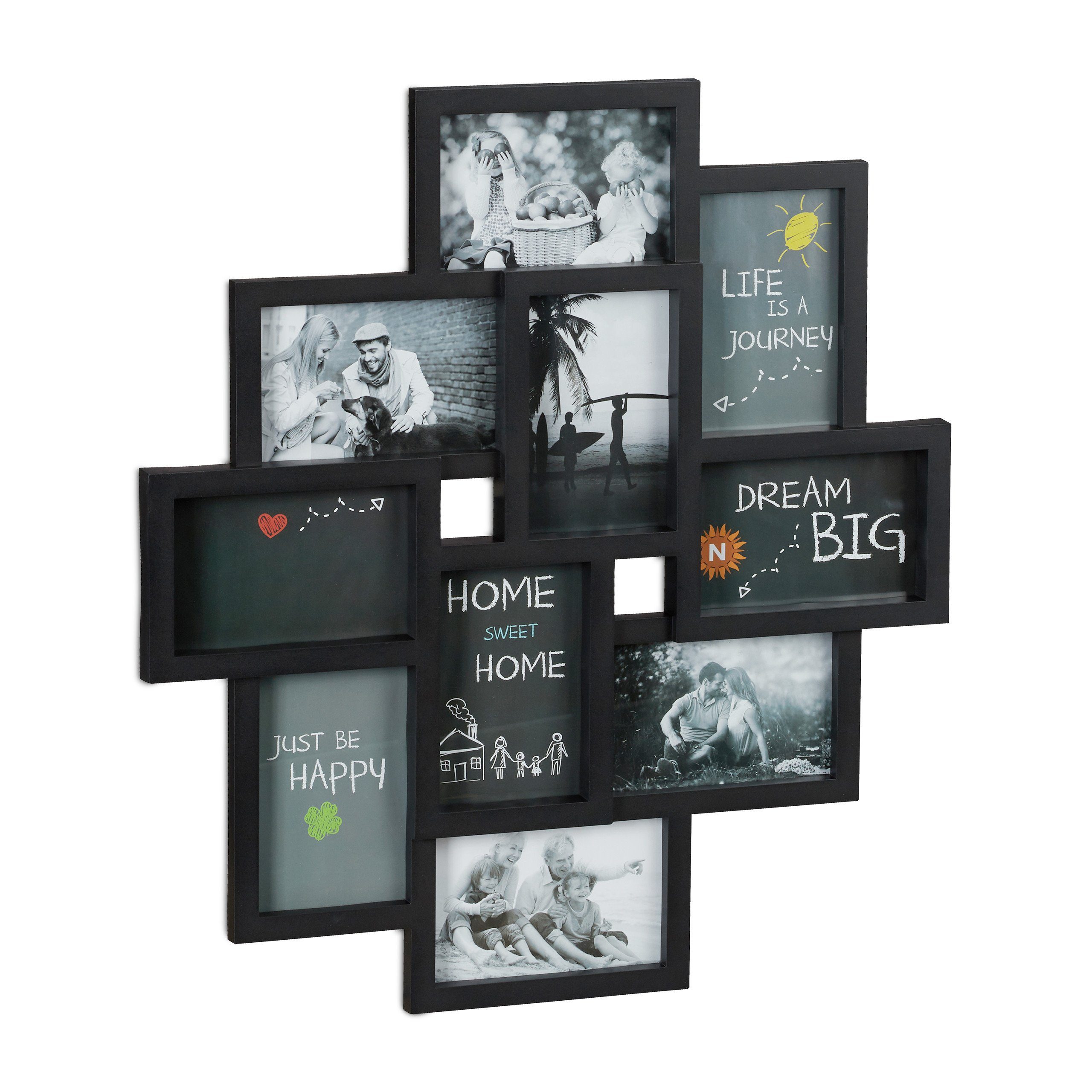 relaxdays Staffelbilderrahmen Bilderrahmen Collage 10 Bilder, günstig online kaufen