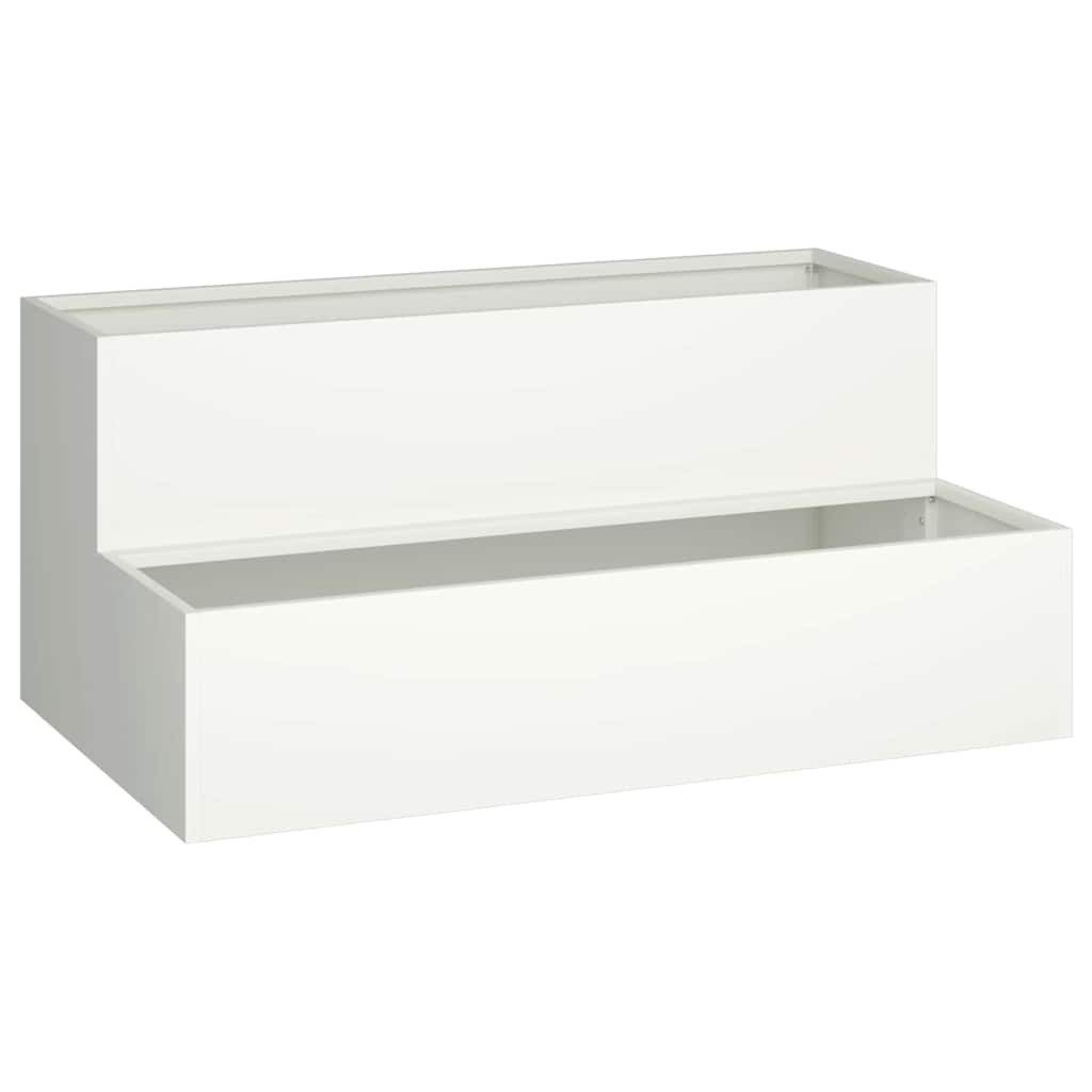 vidaXL Blumentopf Gartenblumentopf Weiß 100 x 60 x 45 cm Stahl (1 St)