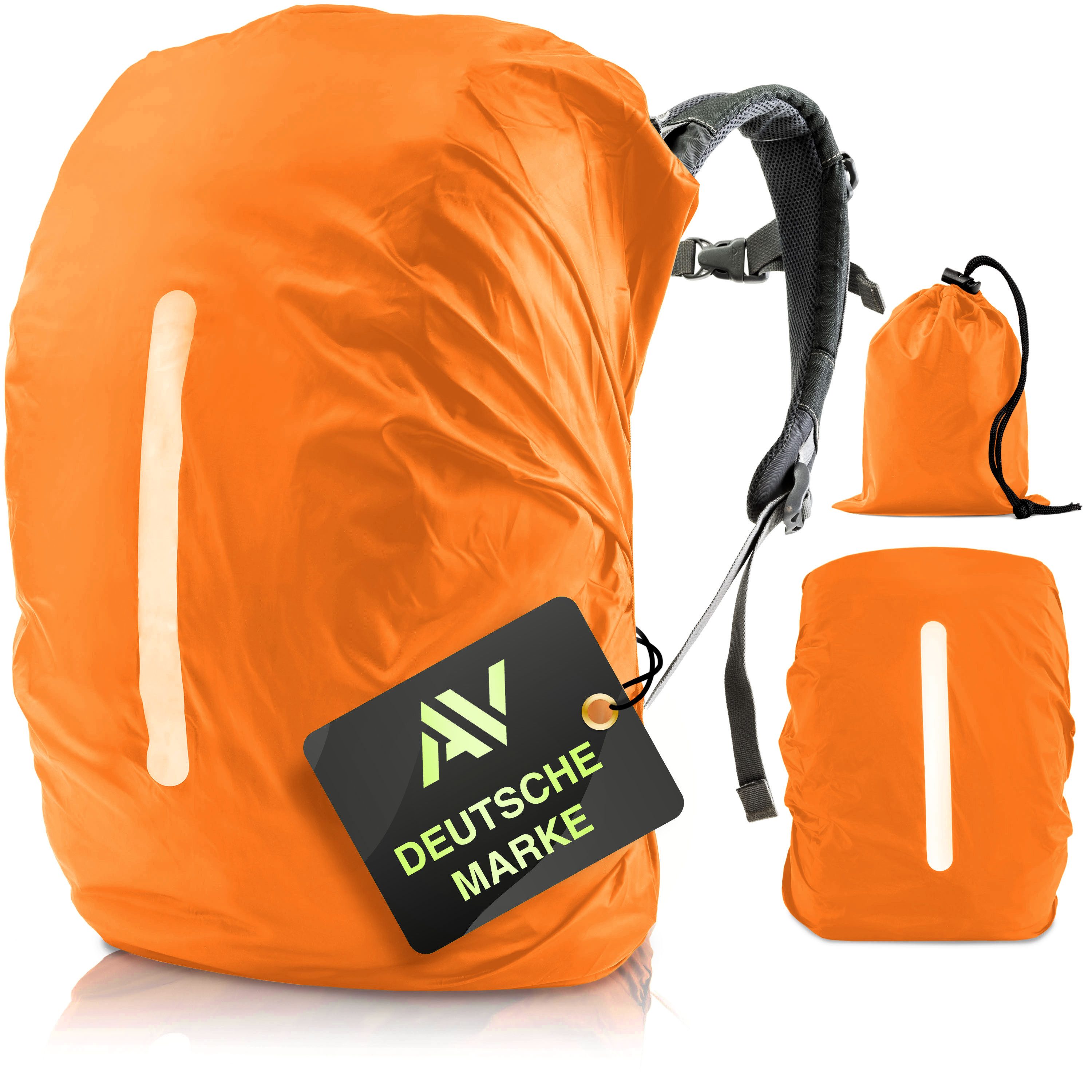 Rucksack-Regenschutz Rucksacküberzug mit Reflexstreifen (10-70L) Regenhülle Schulranzen