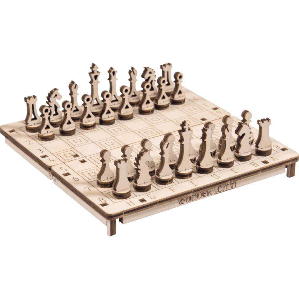 Wooden City 3D-Puzzle 3D Puzzlespiel Schach und Dame 2in1, Puzzleteile