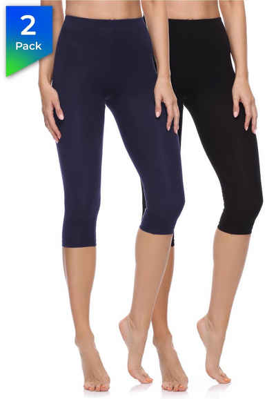 Merry Style Leggings Caprihose Damen 3/4 Hosen MS10-199 (2-tlg) aus Baumwolle