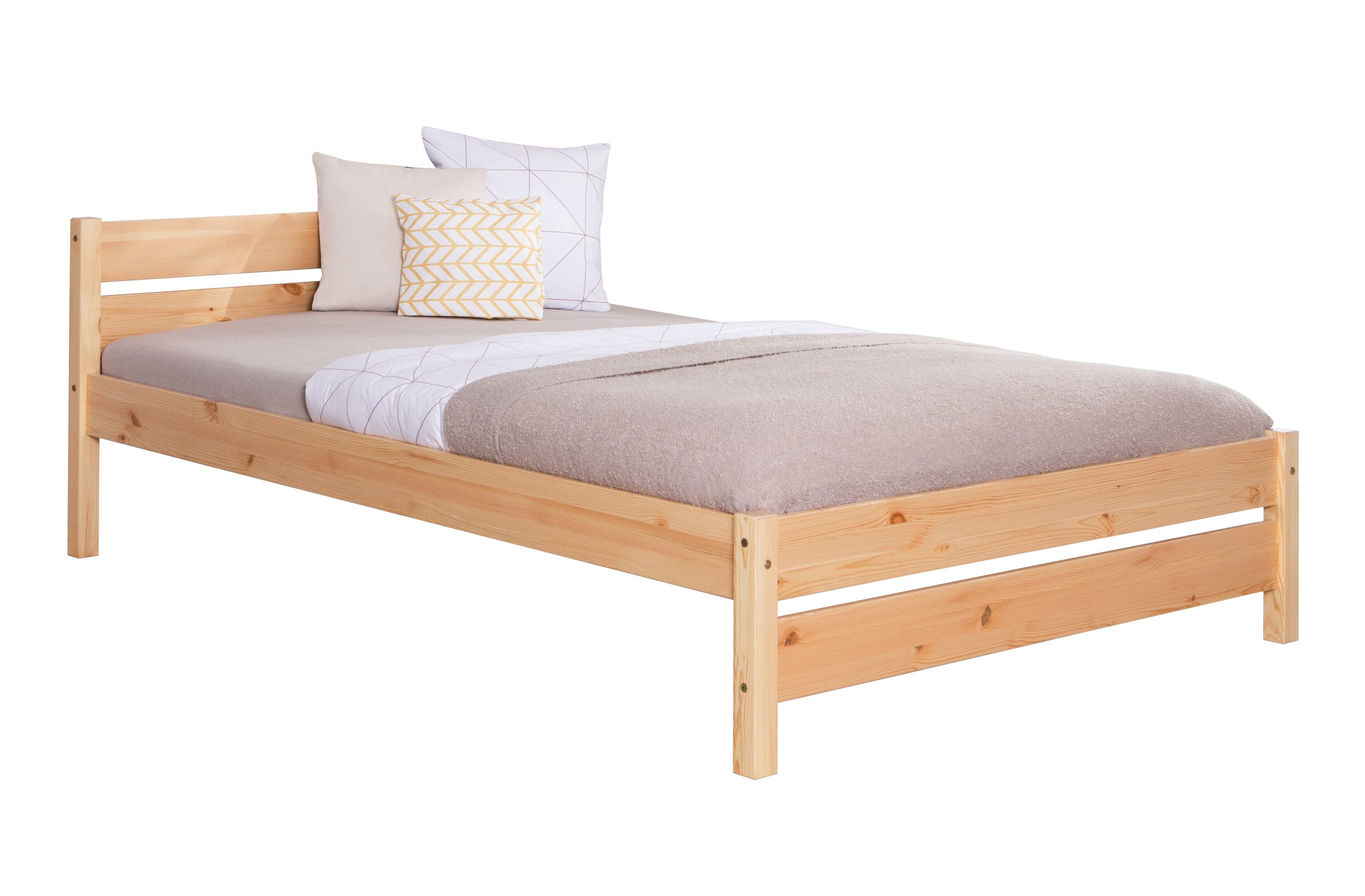 Ticaa Bettgestell Massivholz Einzelbett "Bora" Kiefer Natur