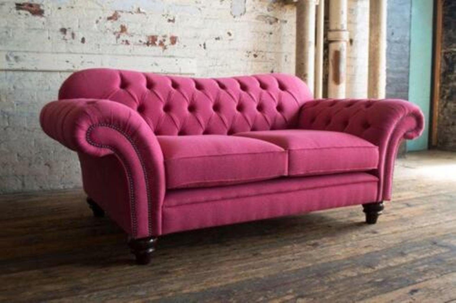 JVmoebel Chesterfield-Sofa, Luxus 2 Sitzer Couch Polster Sofa Textil Stoff Couchen Garnitur