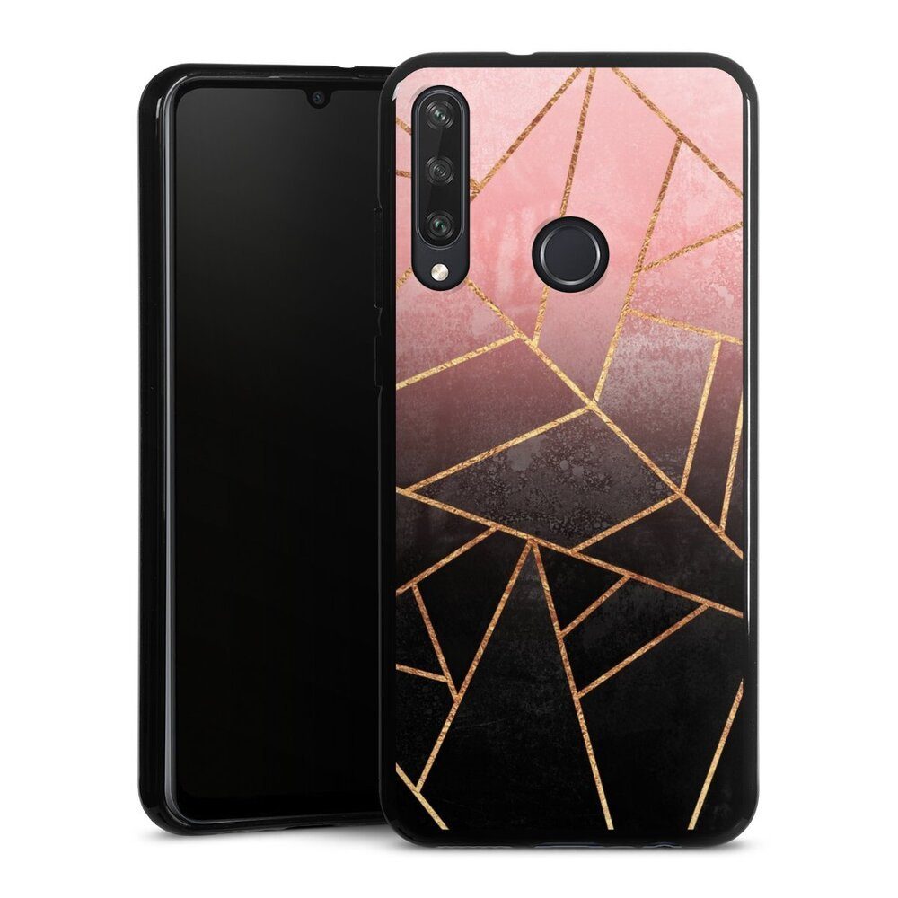 DeinDesign Handyhülle Farbverlauf Geometric Gold & Kupfer Pink And Black  Stone Gold Print, Huawei Y6p Silikon Hülle Bumper Case Handy Schutzhülle