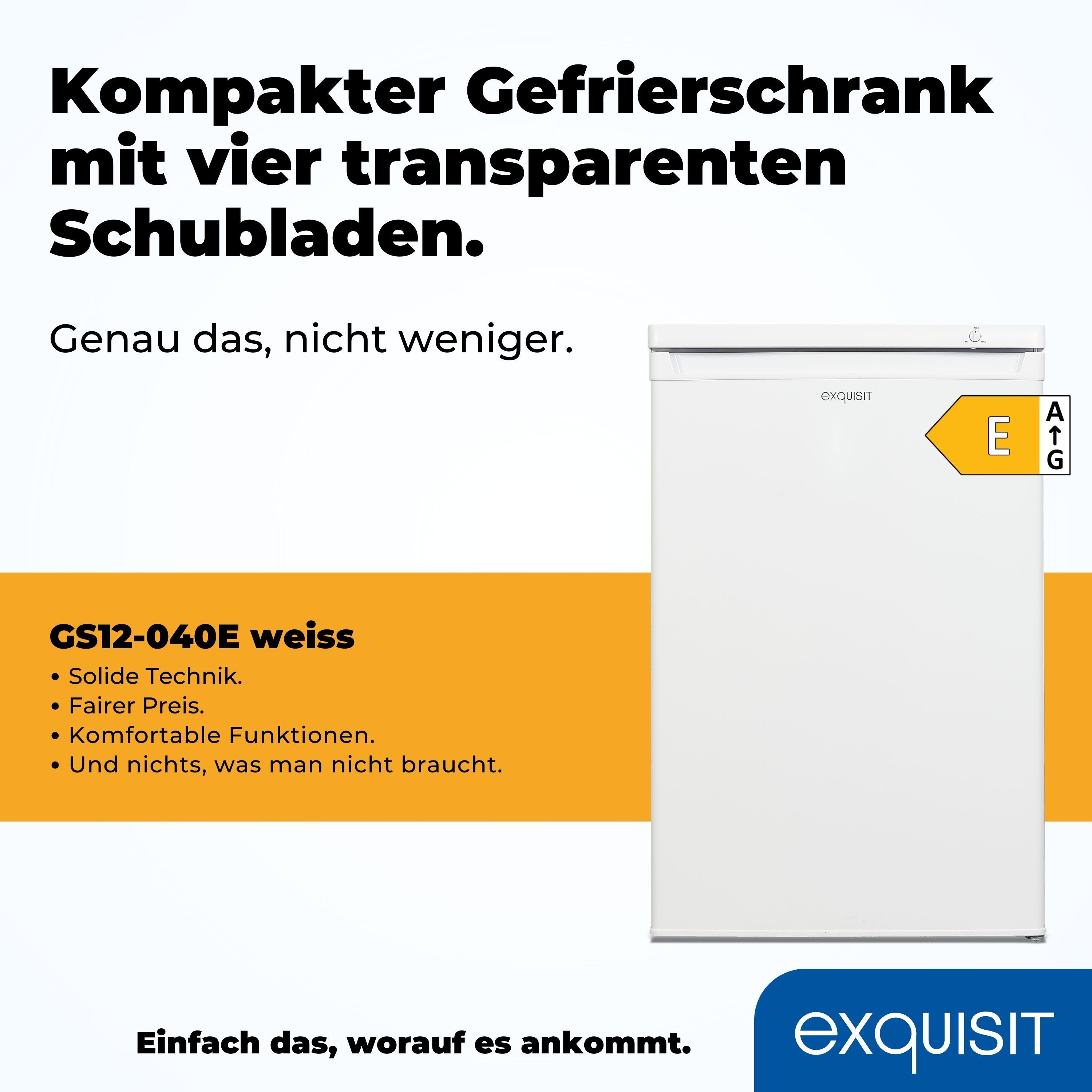 exquisit Gefrierschrank GS12-040E weiss, 85,5 cm hoch, 55 cm breit, Kompakter 4*-Gefrierschrank–flexibel, zuverlässig&leicht zu bedienen – Bild 4 von 5