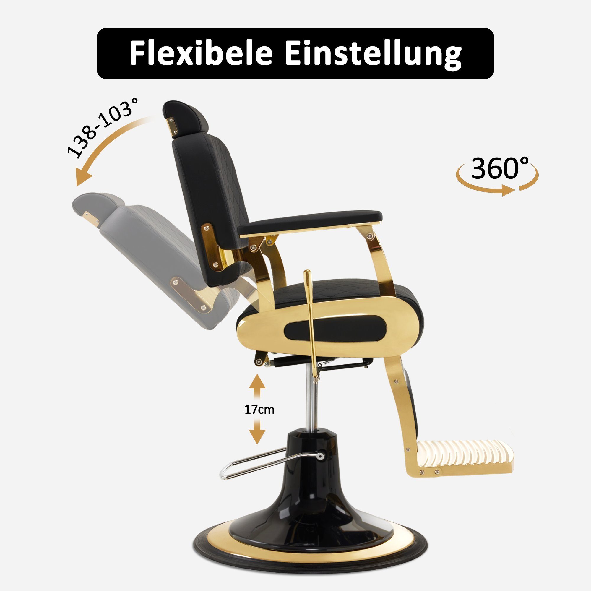 Barberpub Stuhl Barberpub Friseurstuhl mit Kopfstütze 3855, Höhenverstellbar