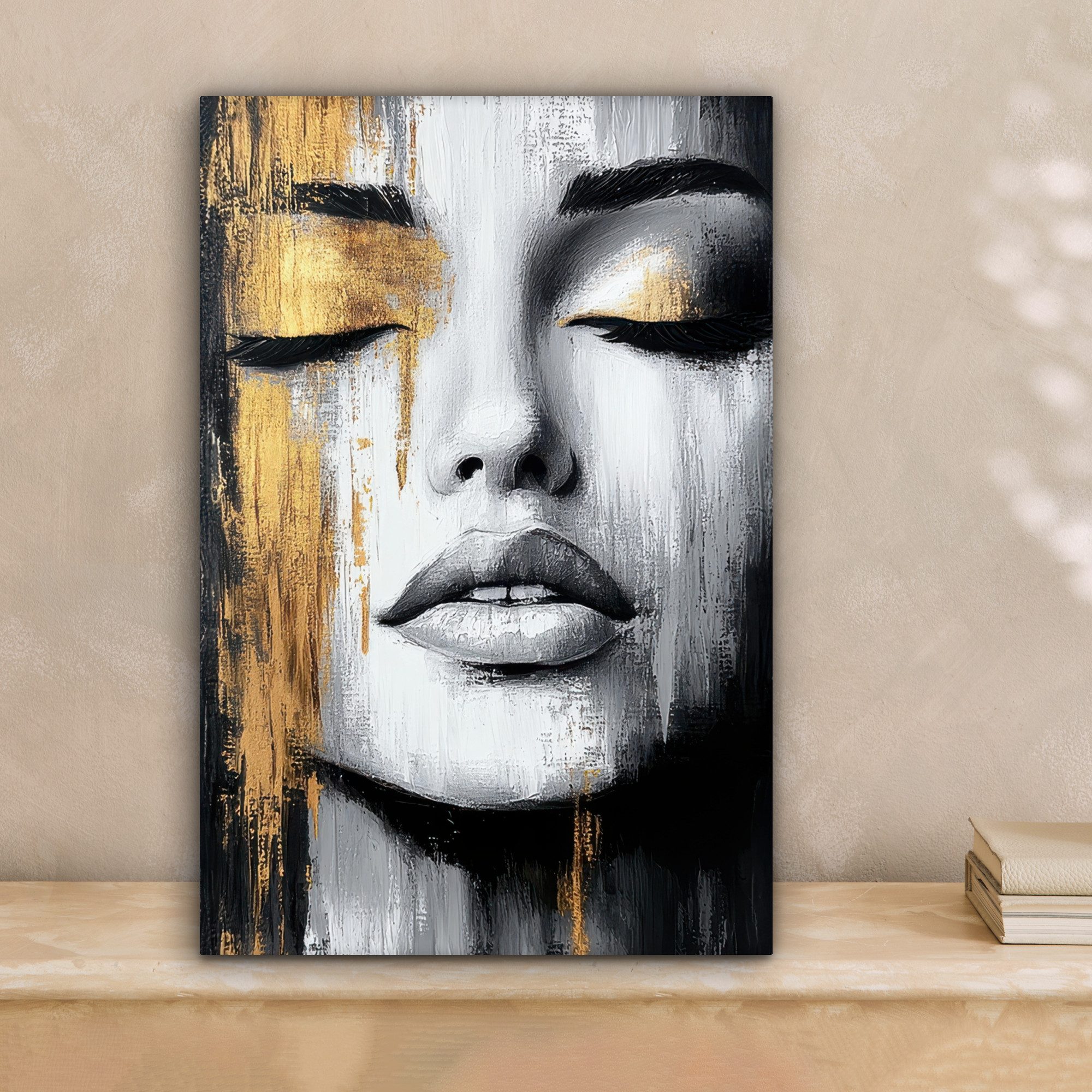 OneMillionCanvasses® Leinwandbild Gesicht - Frau - Pinselstriche - Abstrakt günstig online kaufen