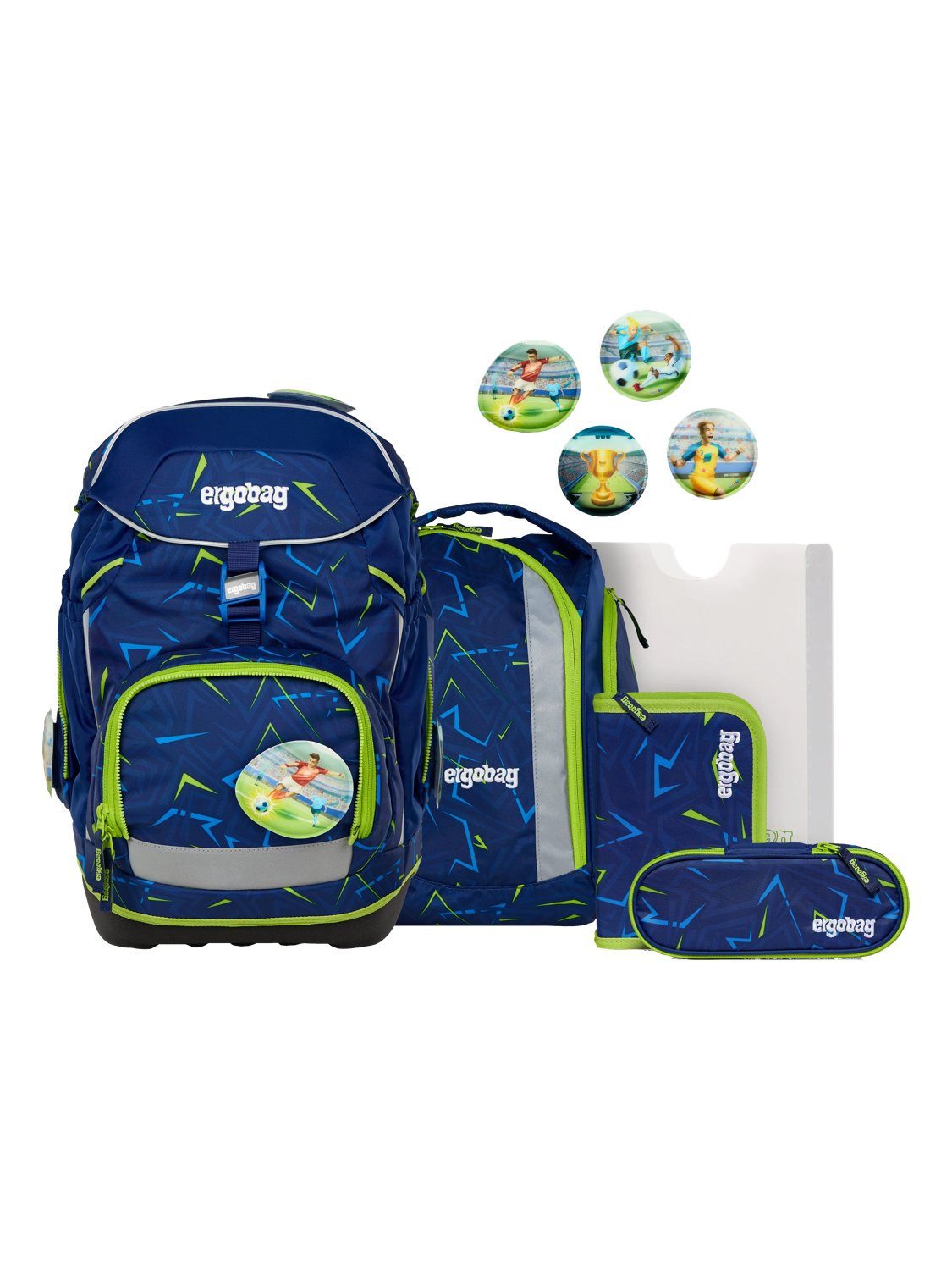 ergobag Schulranzen pack Set (6-tlg., 6-teiliges Set), größenverstellbares Rückensystem