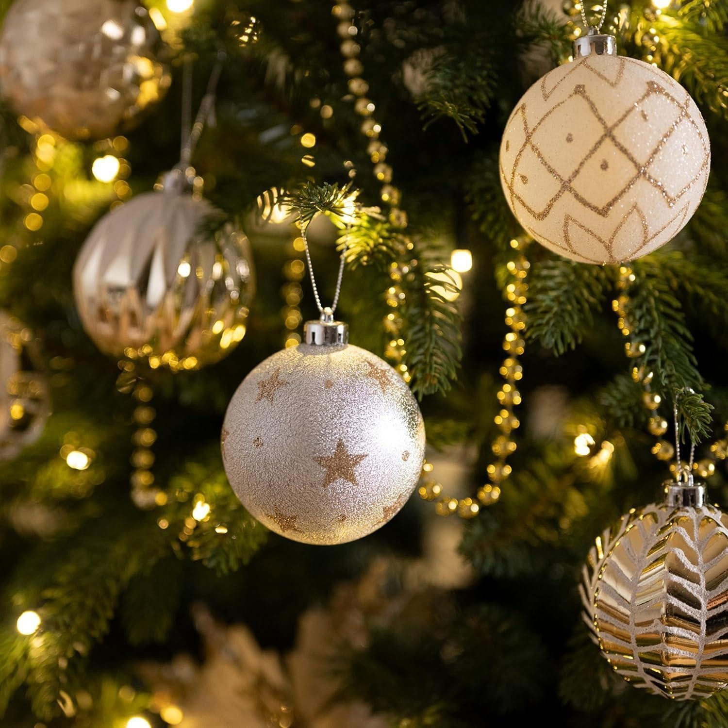 LuxusKollektion Christbaumschmuck Weihnachtskugeln Set 16 TLG 8cm Plastik Christbaumschmuck Gold Weiss