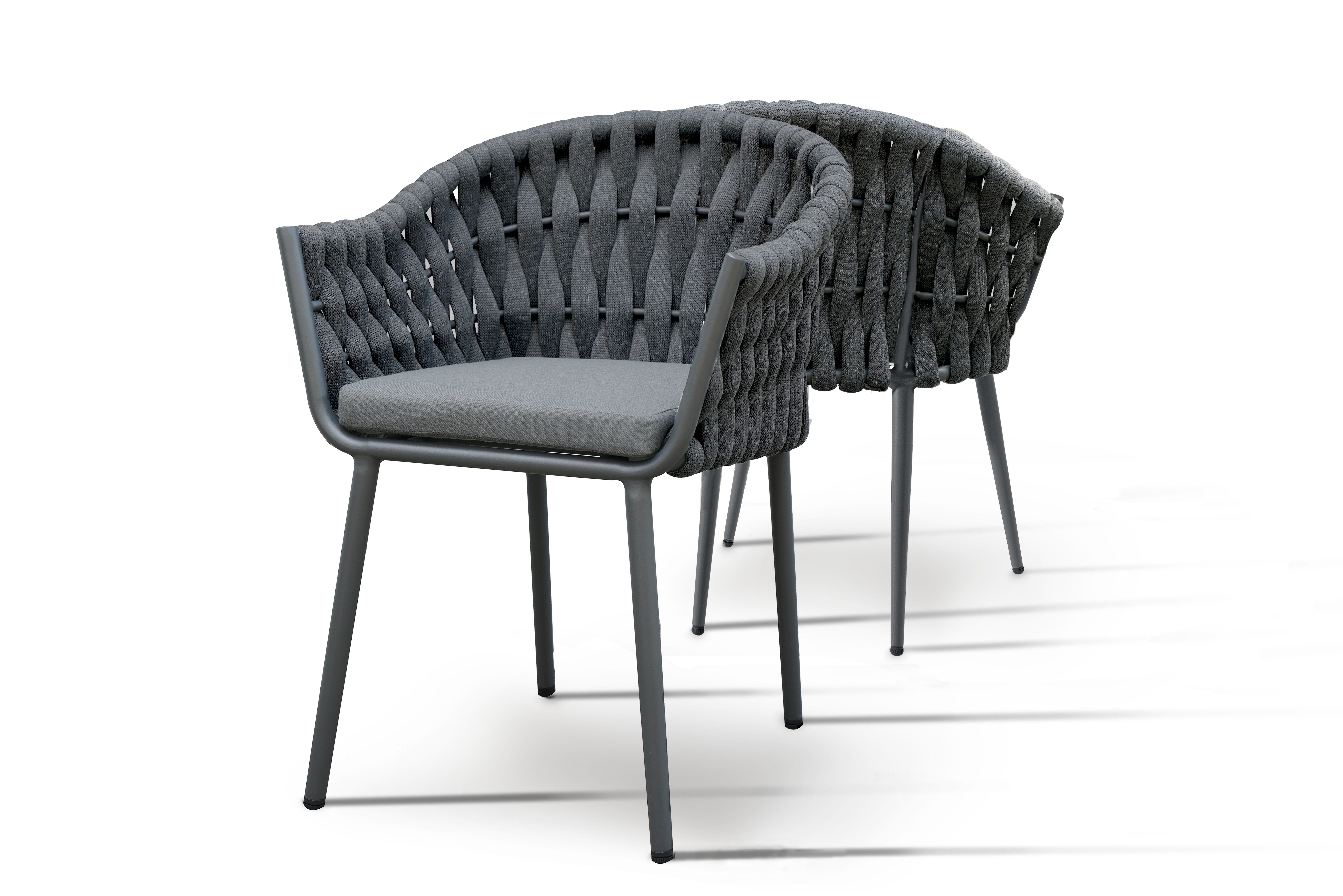 Destiny Gartensessel MOLINO 2er Set, 61 x 62 x 82 cm, Rope + Aluminium, anthrazit meliert, inkl. Polster